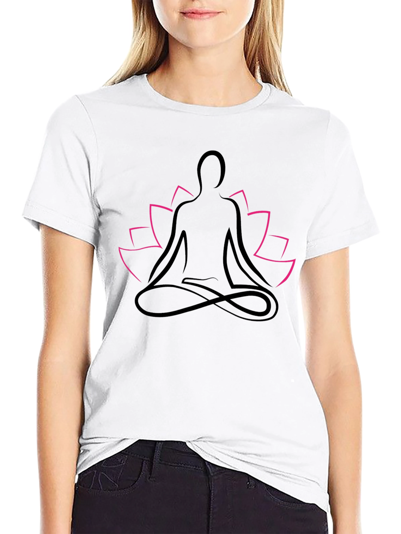Zen Lotus Meditation T-Shirt - Black