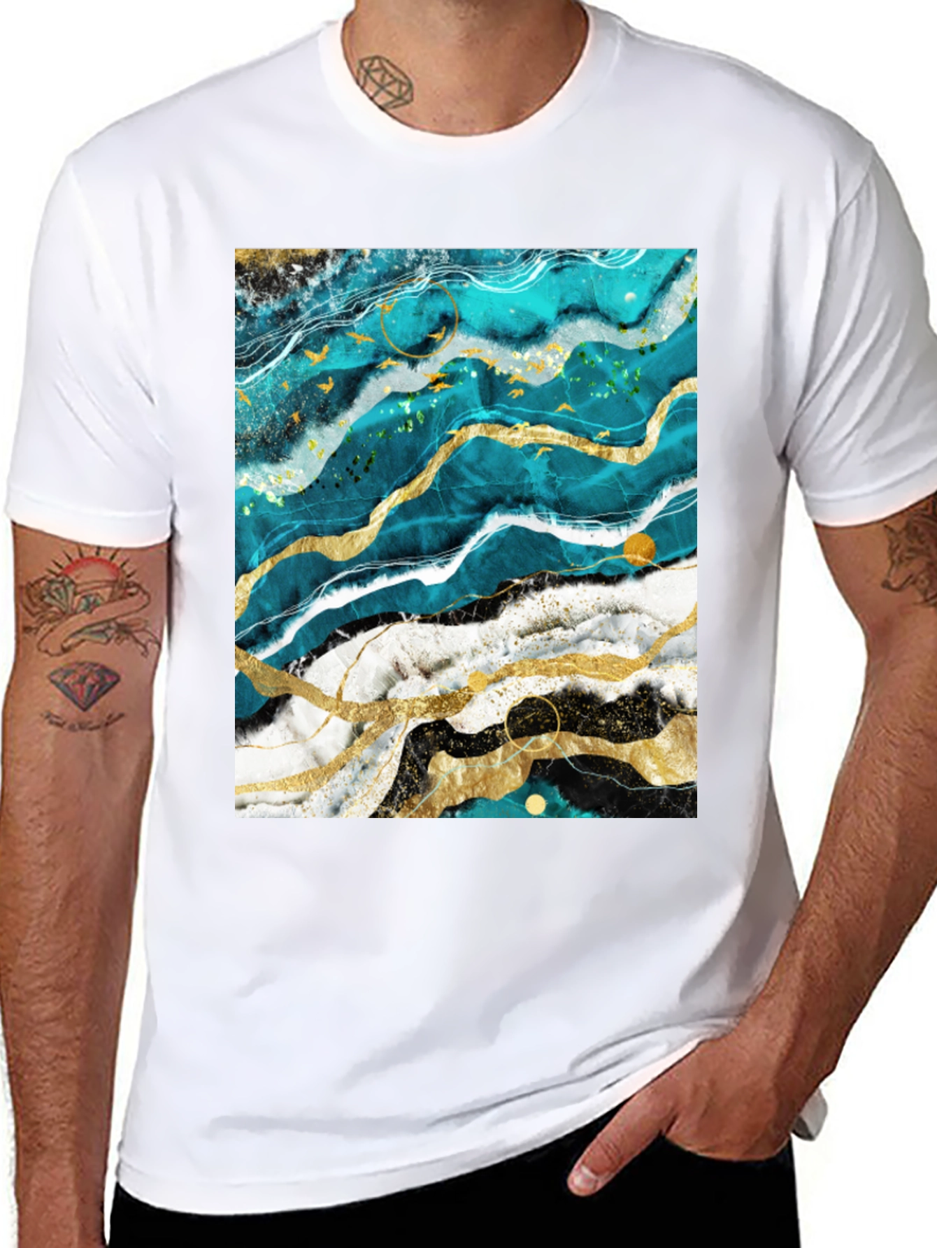 Abstract Marble Graphic Black T-Shirt