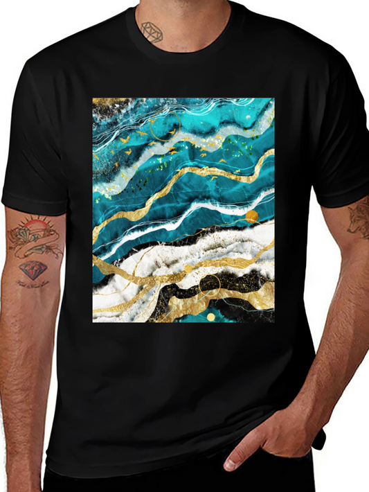 Abstract Marble Graphic Black T-Shirt