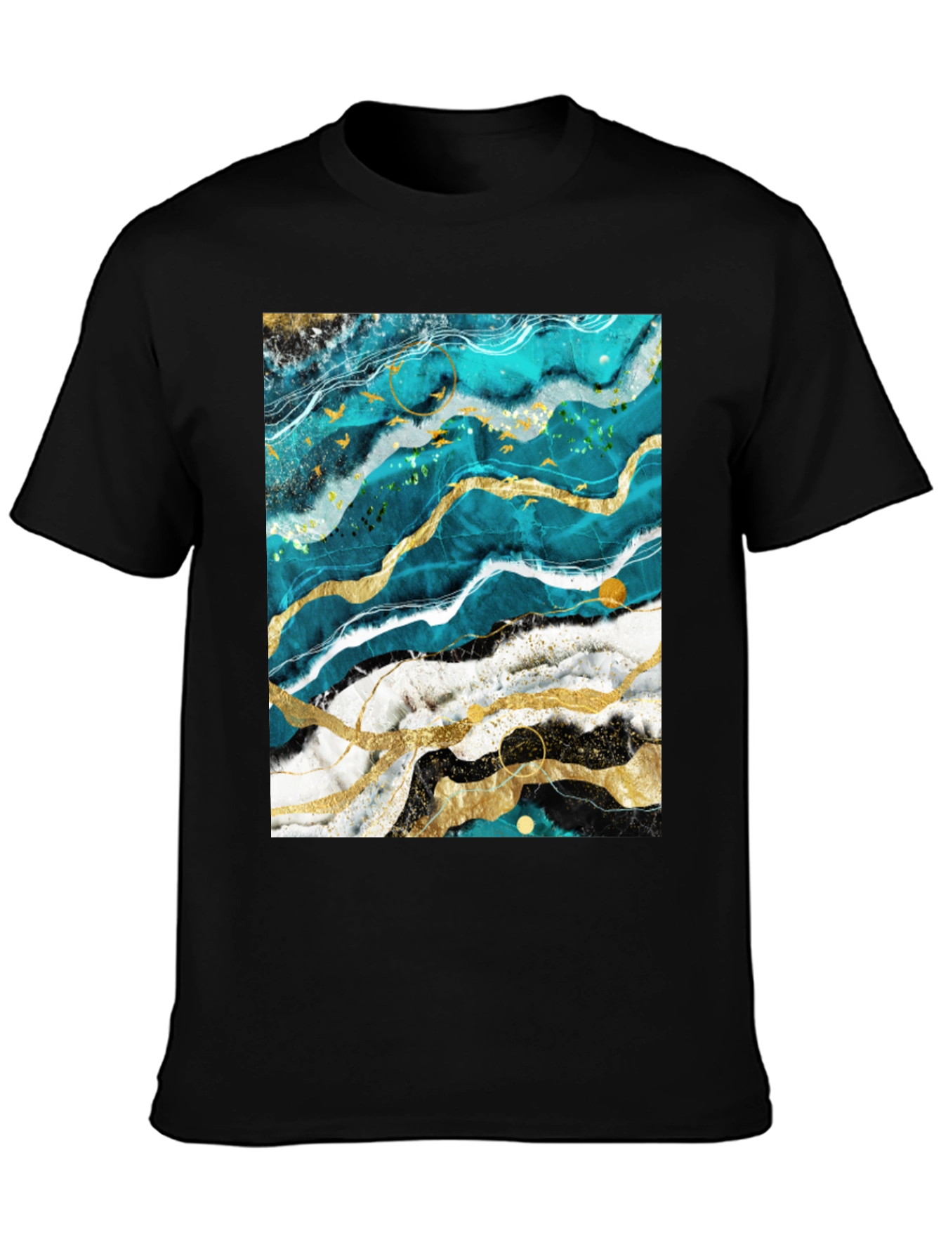 Abstract Marble Graphic Black T-Shirt