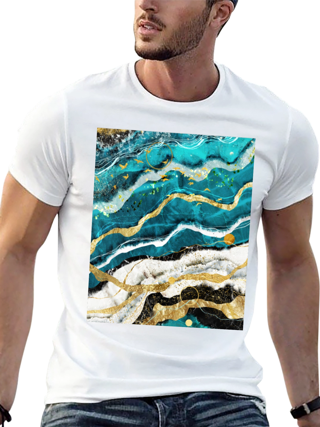 Abstract Marble Graphic Black T-Shirt