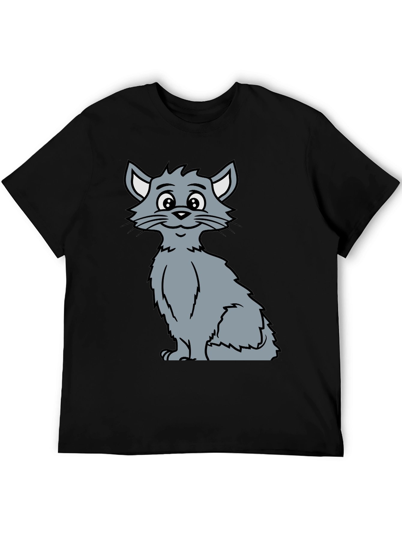 Cat Graphic Tee - Black Cotton T-Shirt