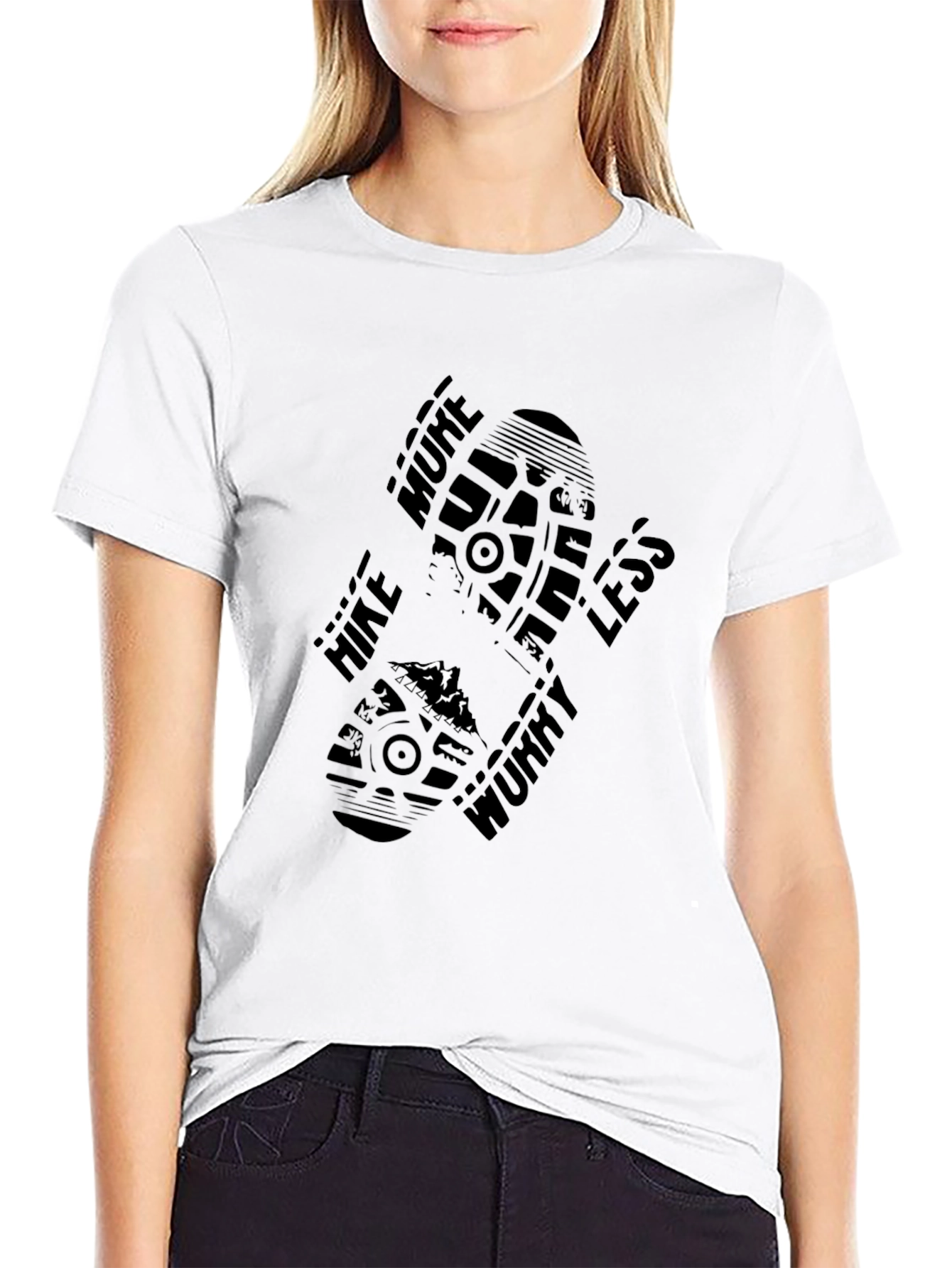 Hike More Worry Less Black Graphic Tee