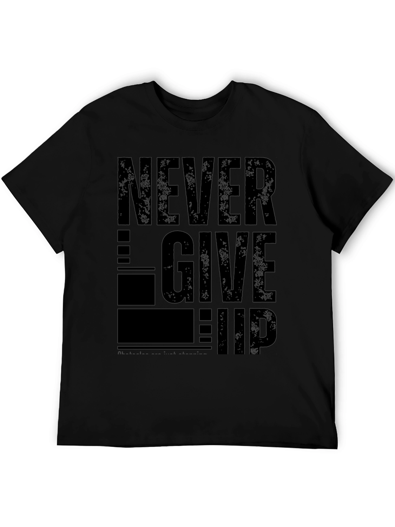 Never Give Up Graphic Print Tee - Black