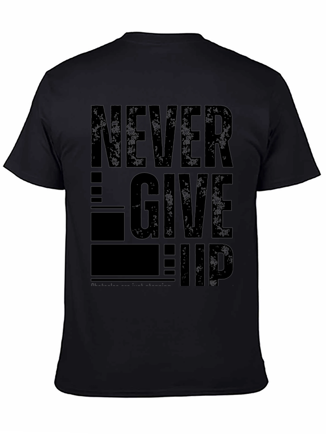 Never Give Up Graphic Print Tee - Black