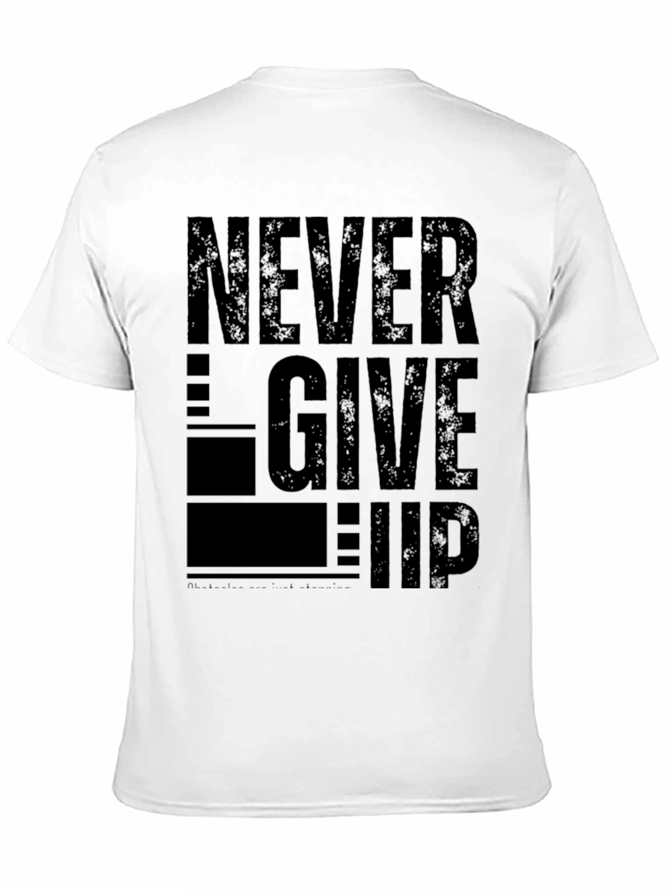 Never Give Up Graphic Print Tee - Black