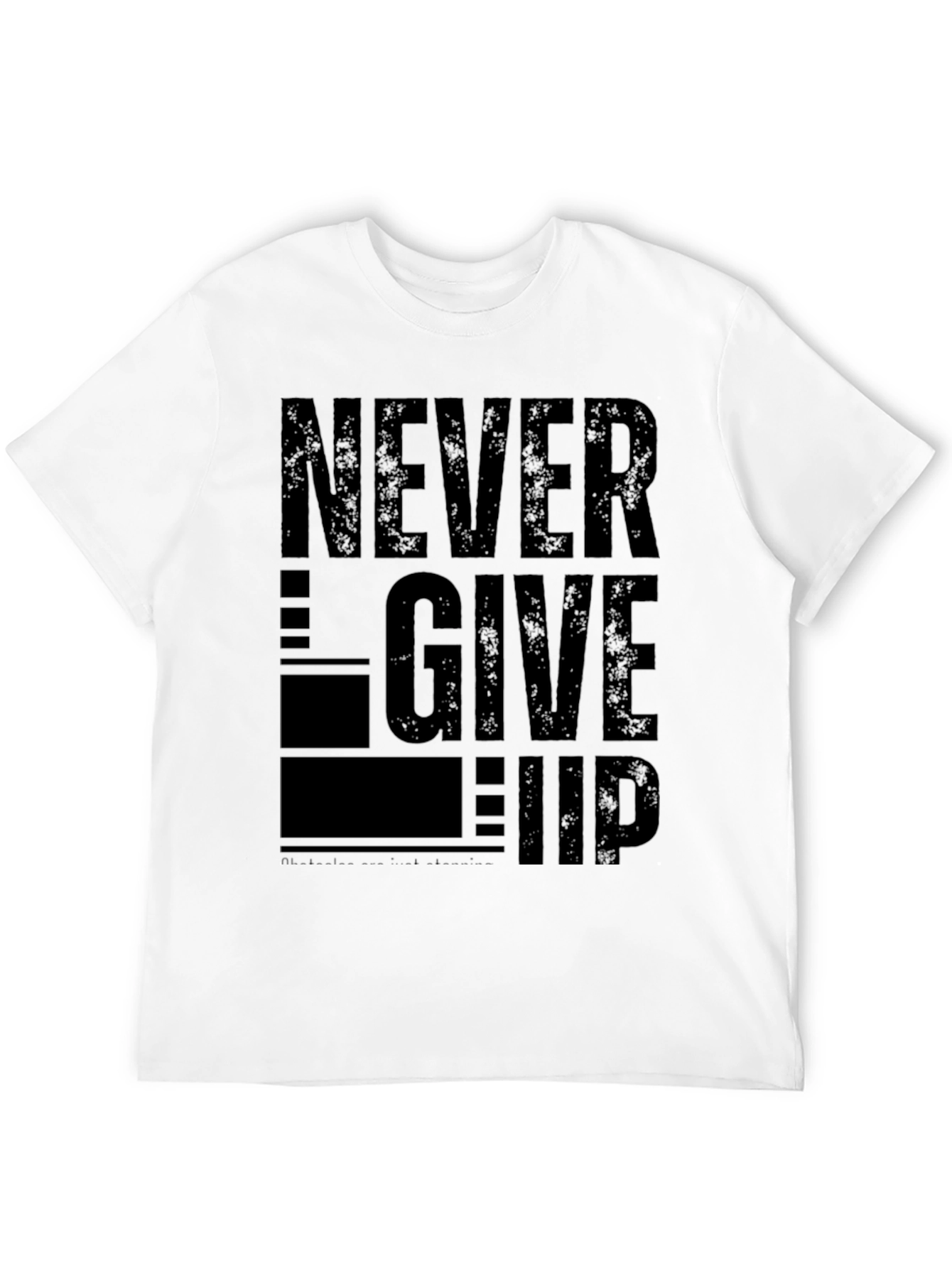 Never Give Up Graphic Print Tee - Black