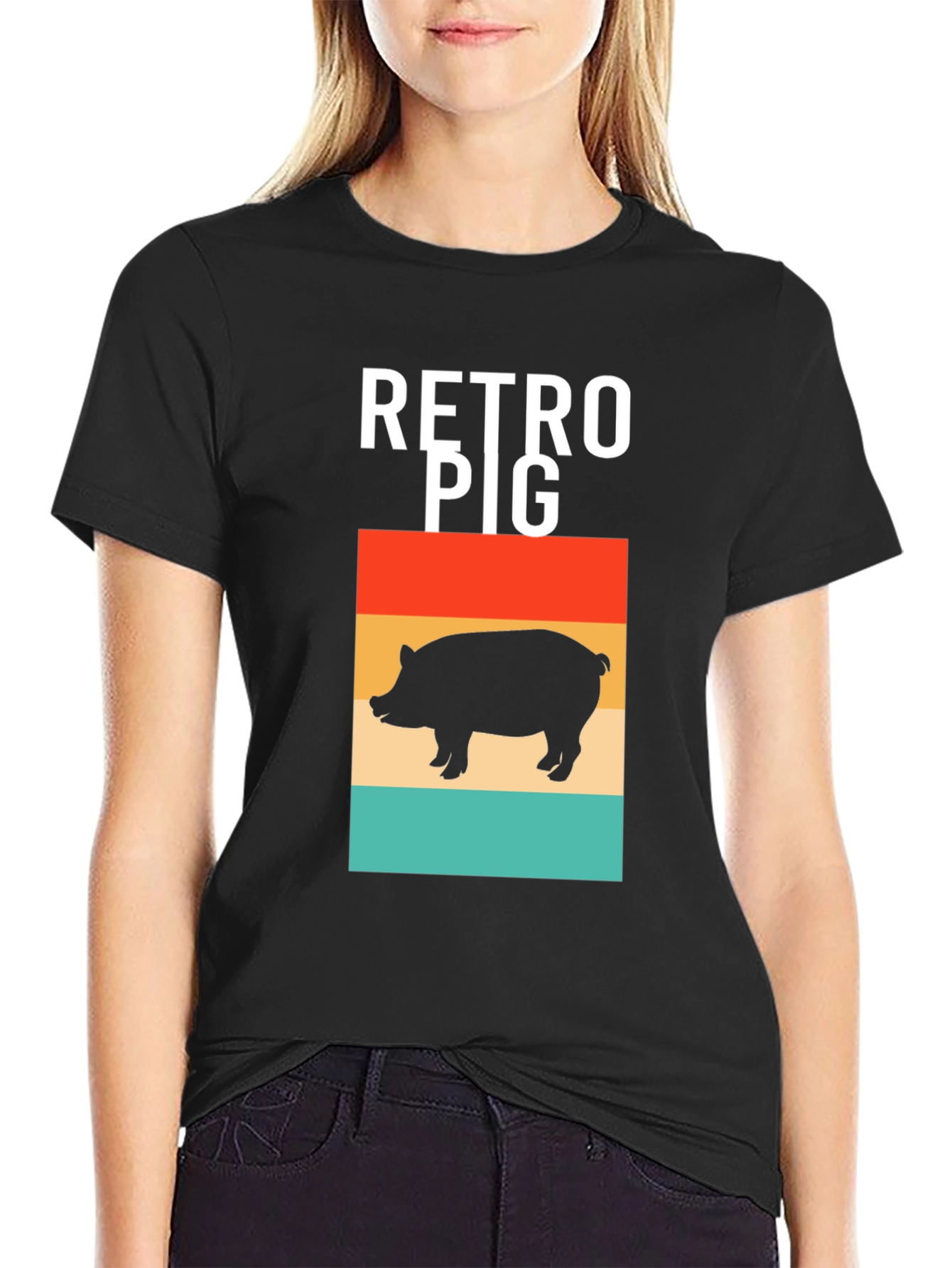 Retro Pig T-Shirt - Black Graphic Tee