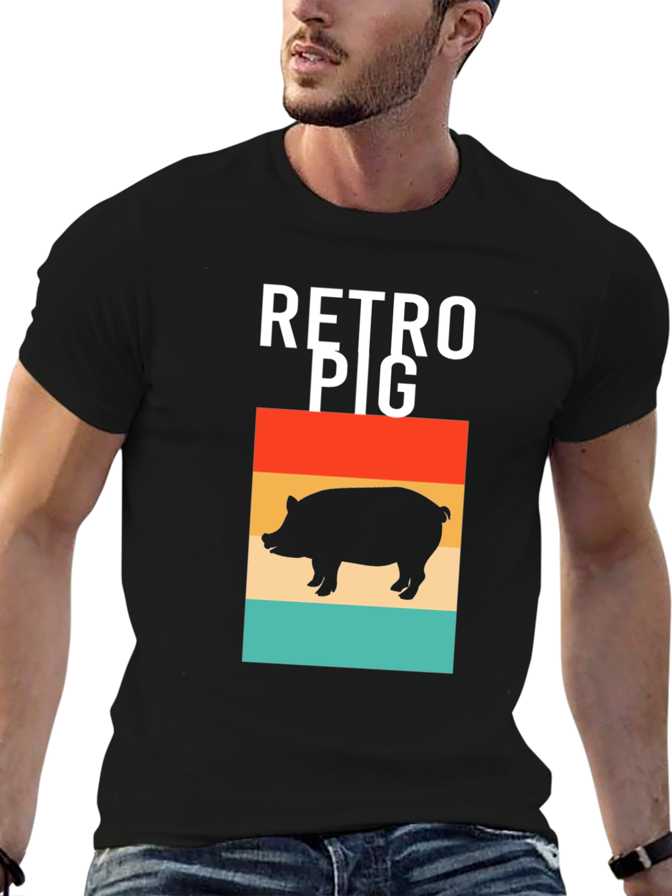 Retro Pig T-Shirt - Black Graphic Tee