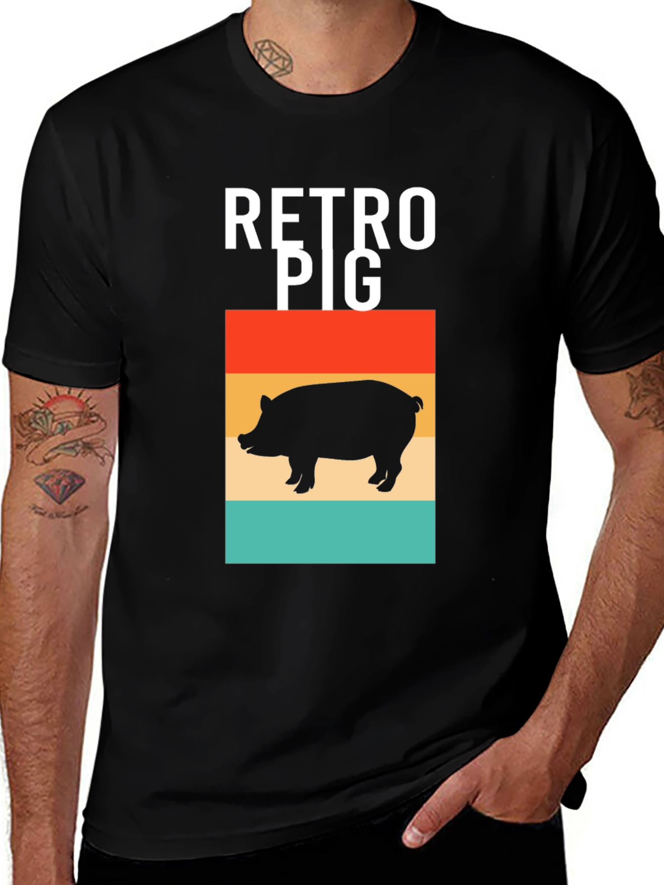 Retro Pig T-Shirt - Black Graphic Tee