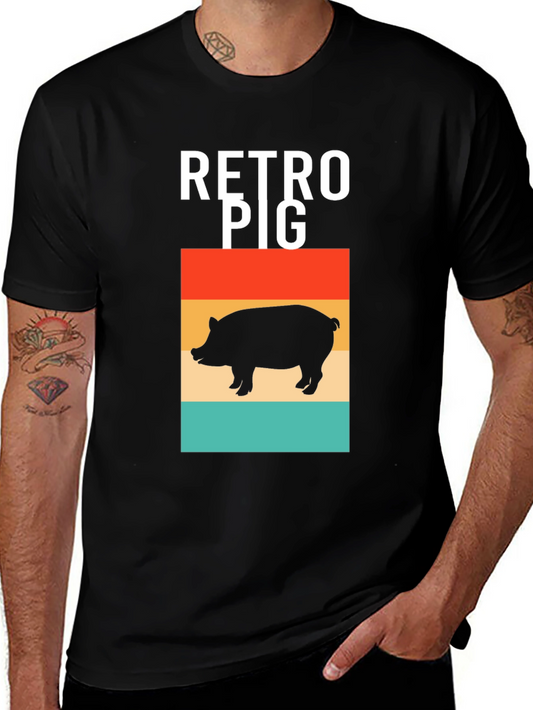 Retro Pig T-Shirt - Black Graphic Tee