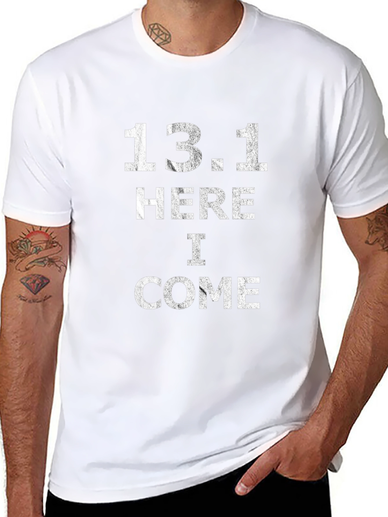 13.1 Here I Come Half Marathon Running T-Shirt