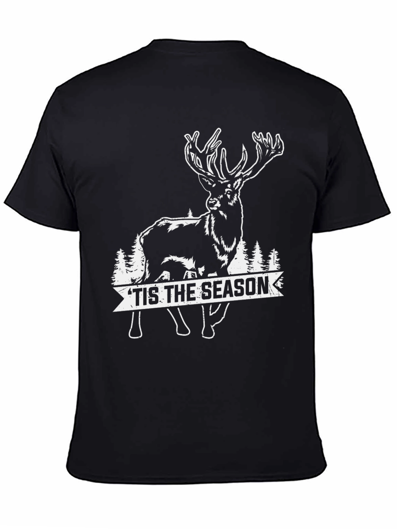 Tis The Season Deer Graphic Tee - Black