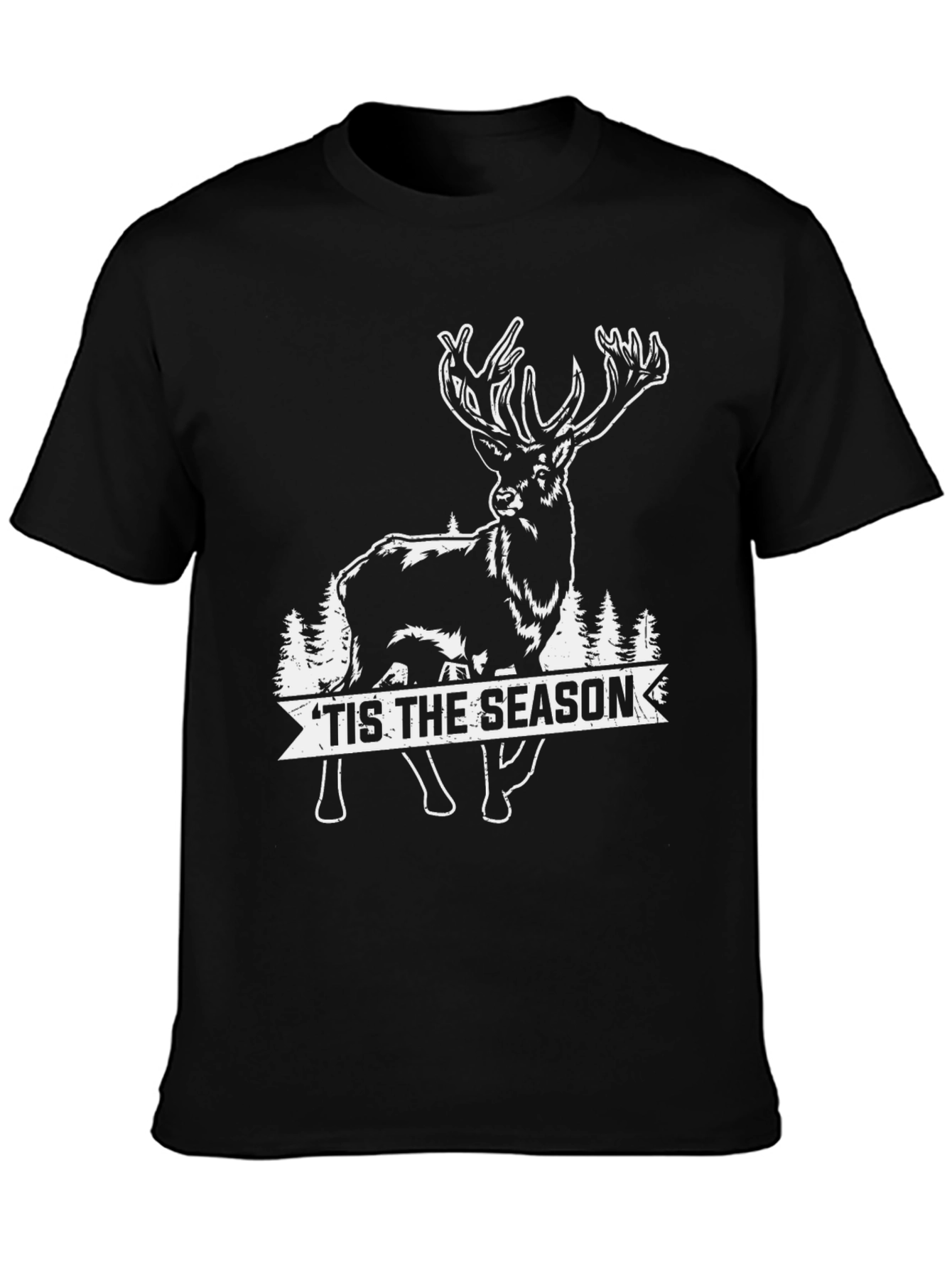 Tis The Season Deer Graphic Tee - Black