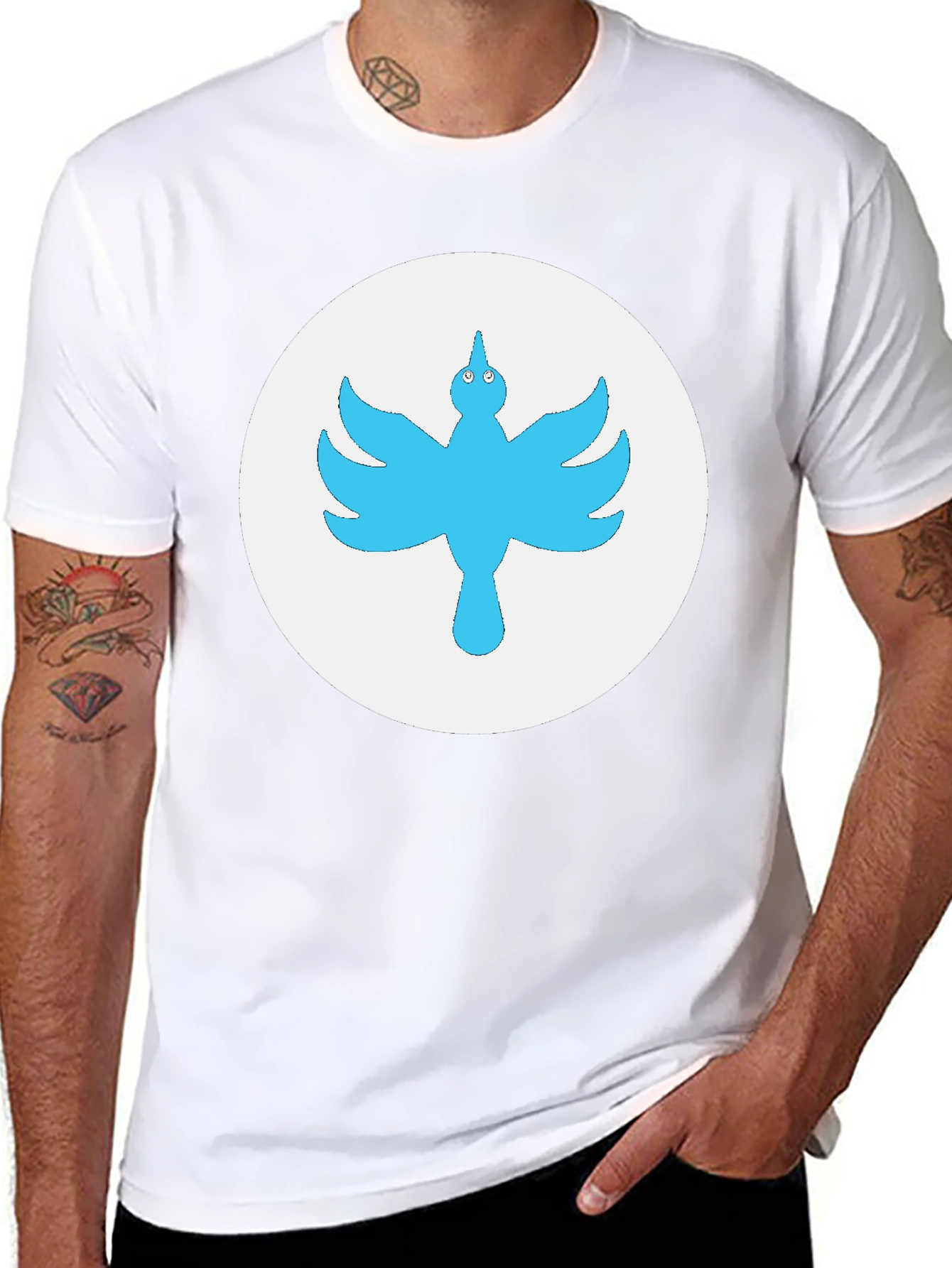 Blue Bird Graphic Tee - Black Cotton T-Shirt