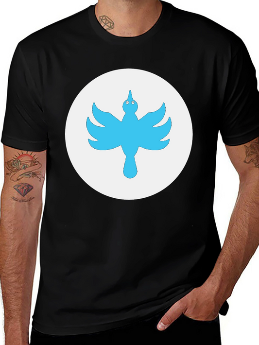 Blue Bird Graphic Tee - Black Cotton T-Shirt