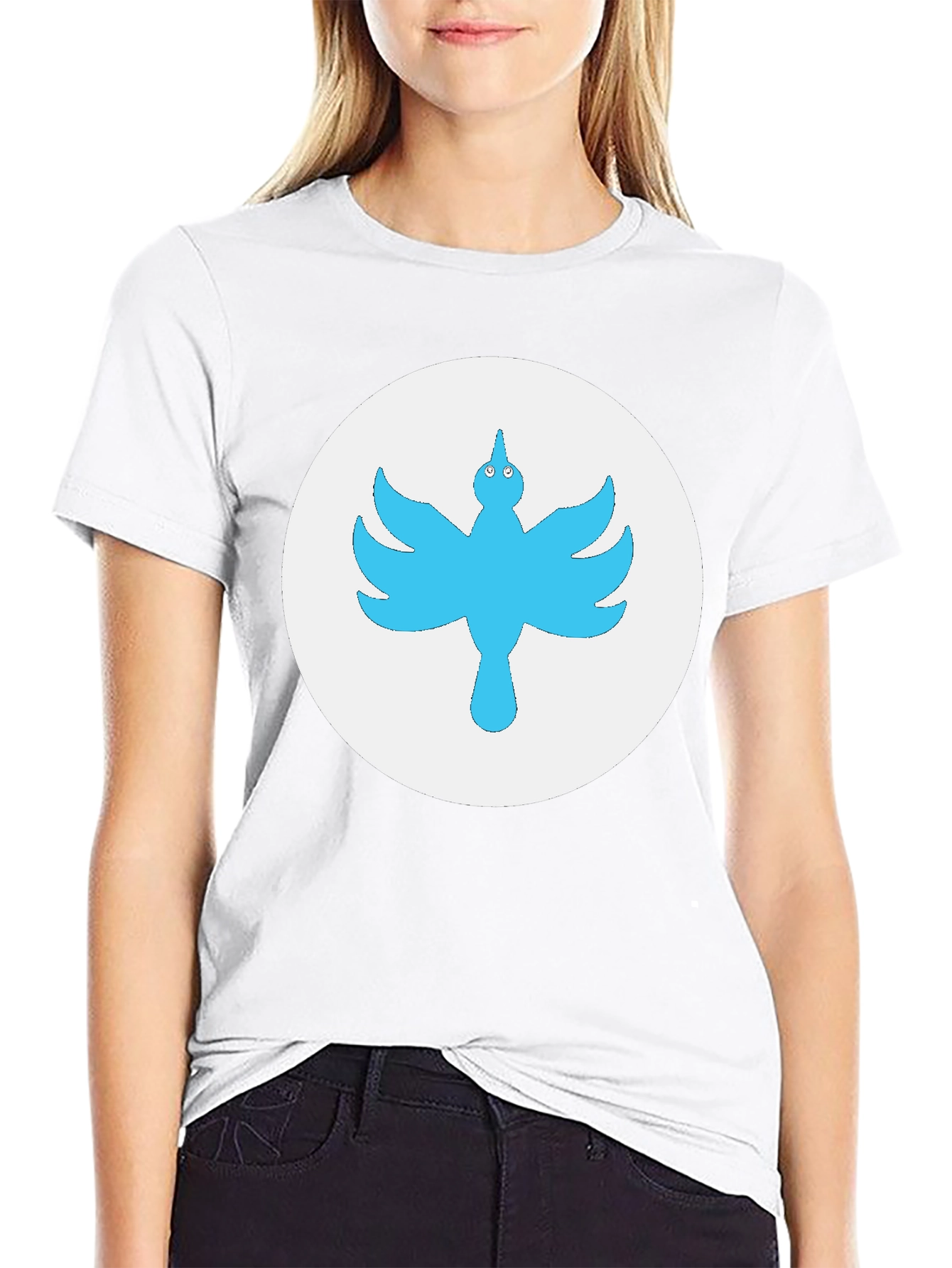 Blue Bird Graphic Tee - Black Cotton T-Shirt