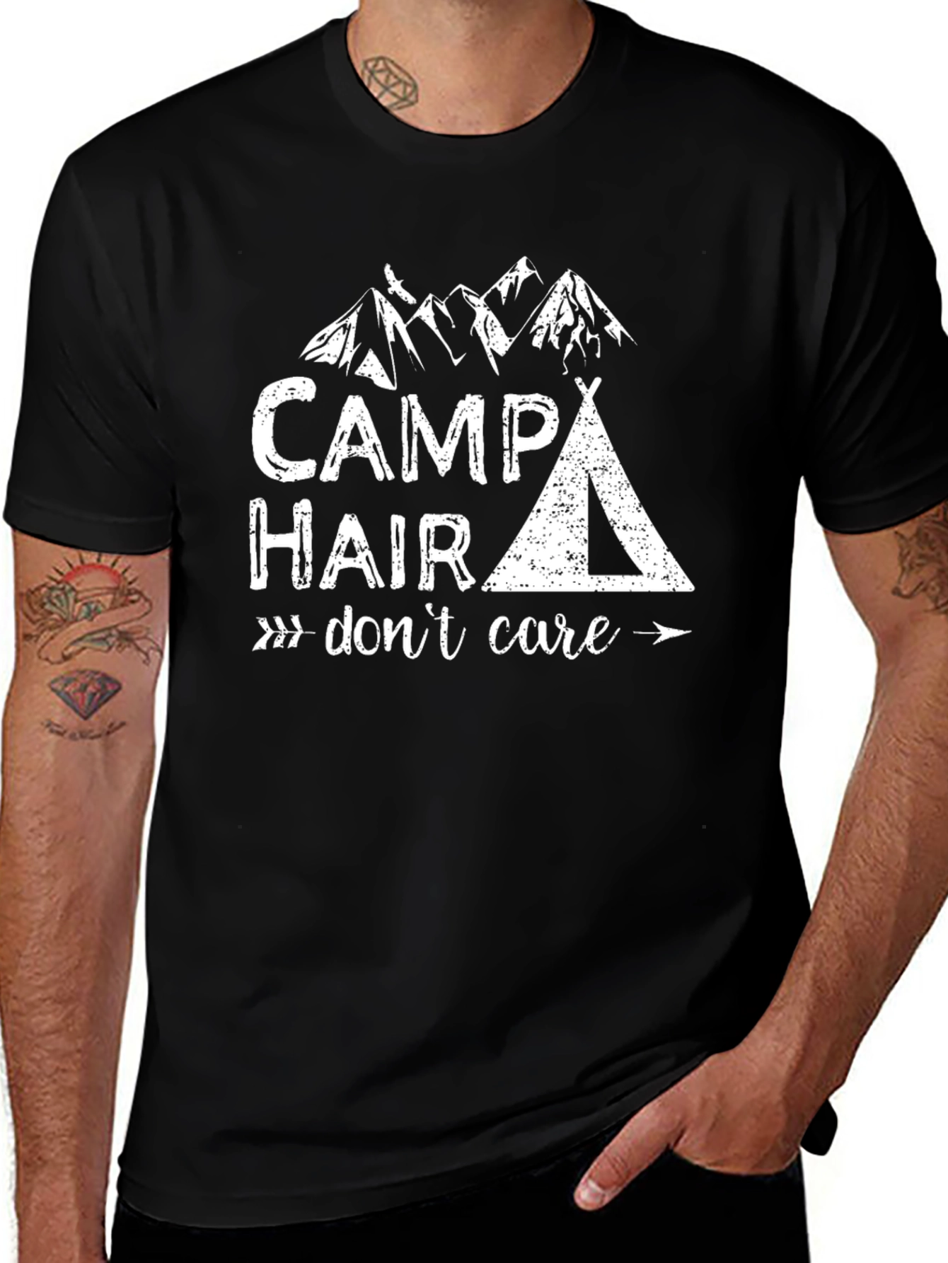 Camp Hair Dont Care Graphic Tee - Black