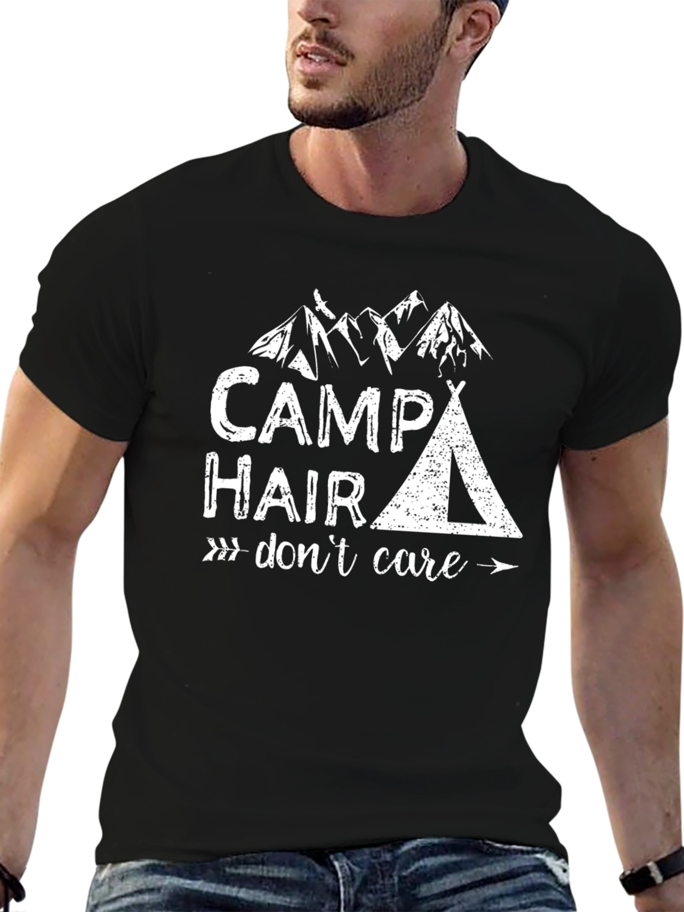 Camp Hair Dont Care Graphic Tee - Black