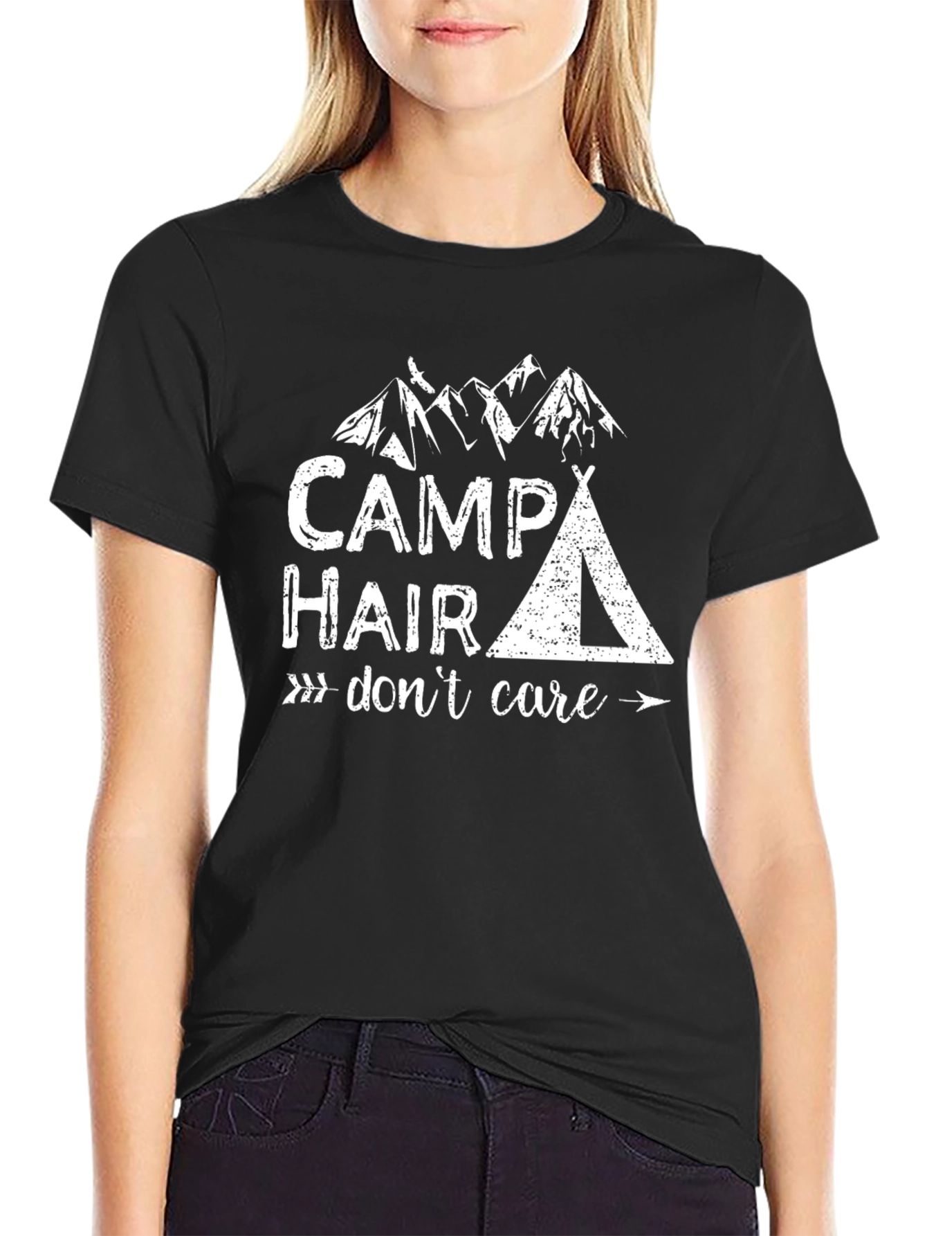 Camp Hair Dont Care Graphic Tee - Black