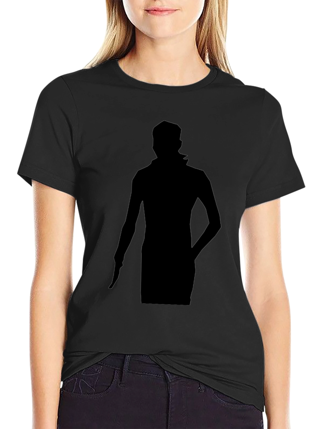 Mens Black Graphic Tee - Silhouette Design