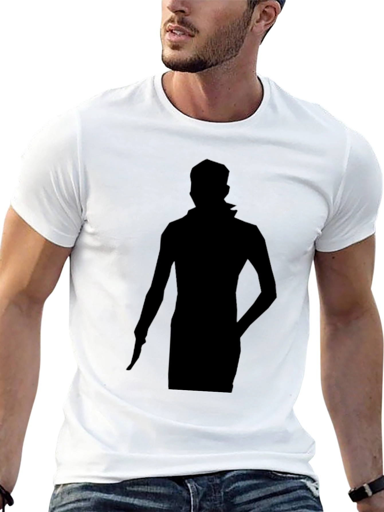 Mens Black Graphic Tee - Silhouette Design