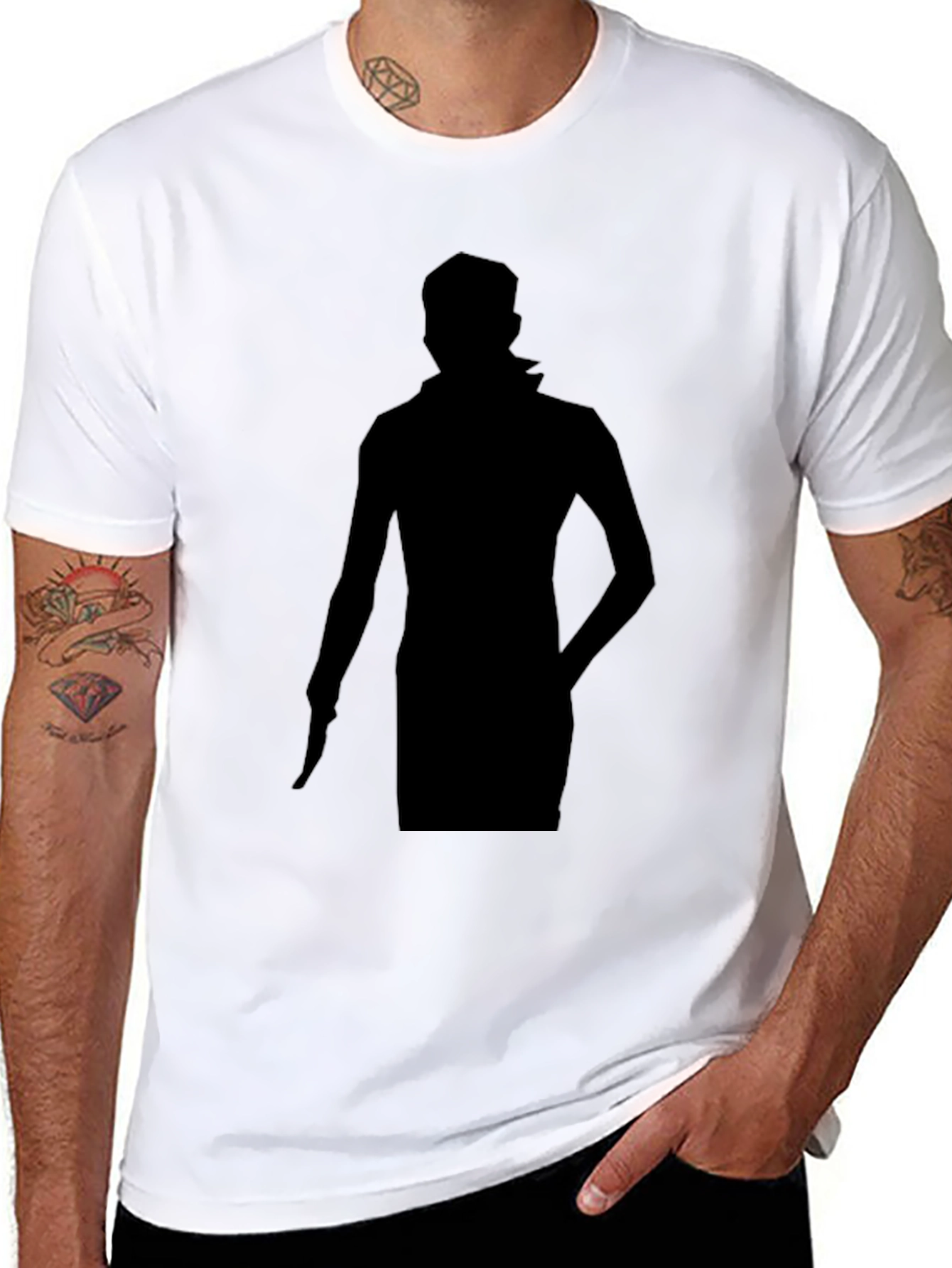 Mens Black Graphic Tee - Silhouette Design