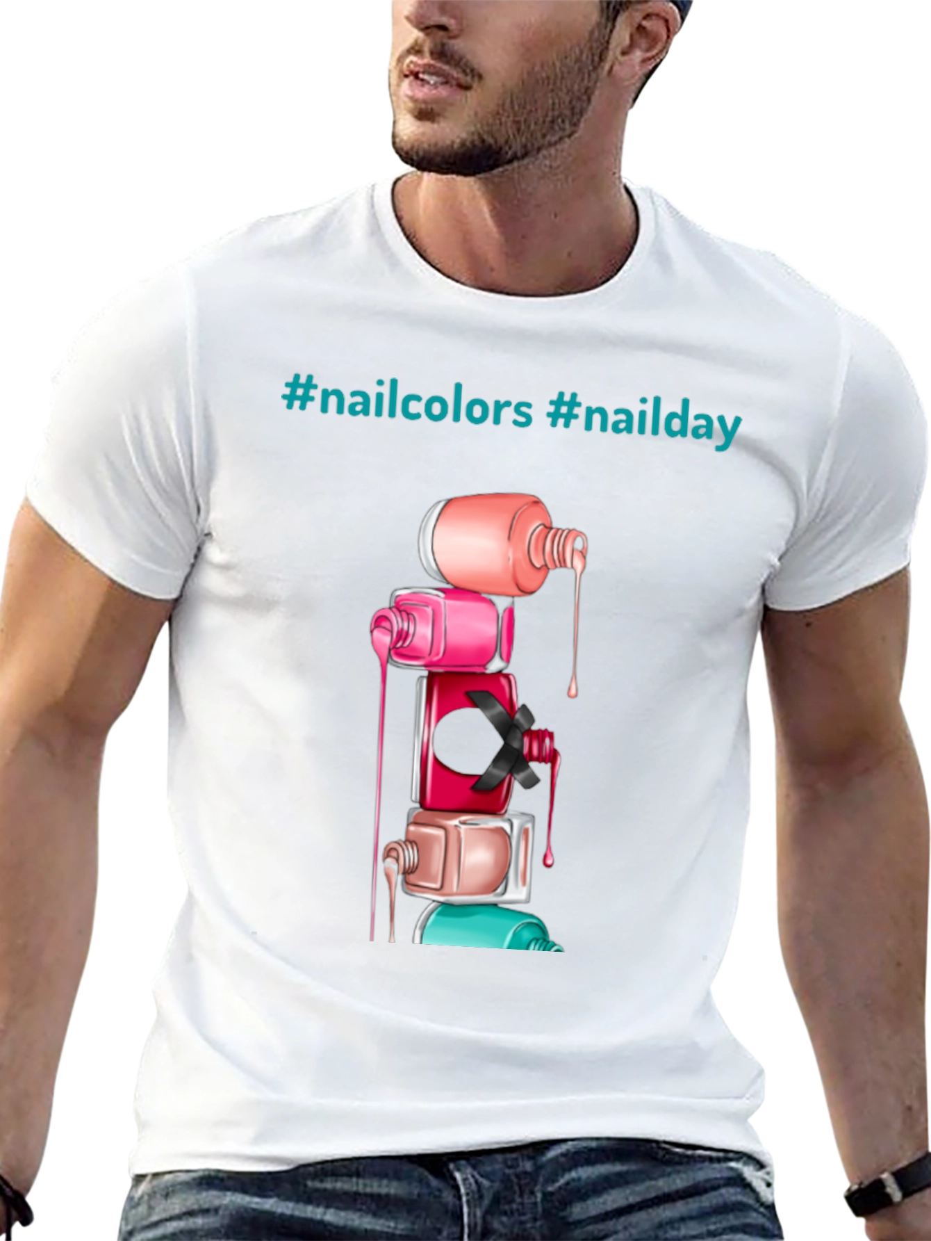 Nail Polish Stack Tee - Fashionable Nail Art Shirt