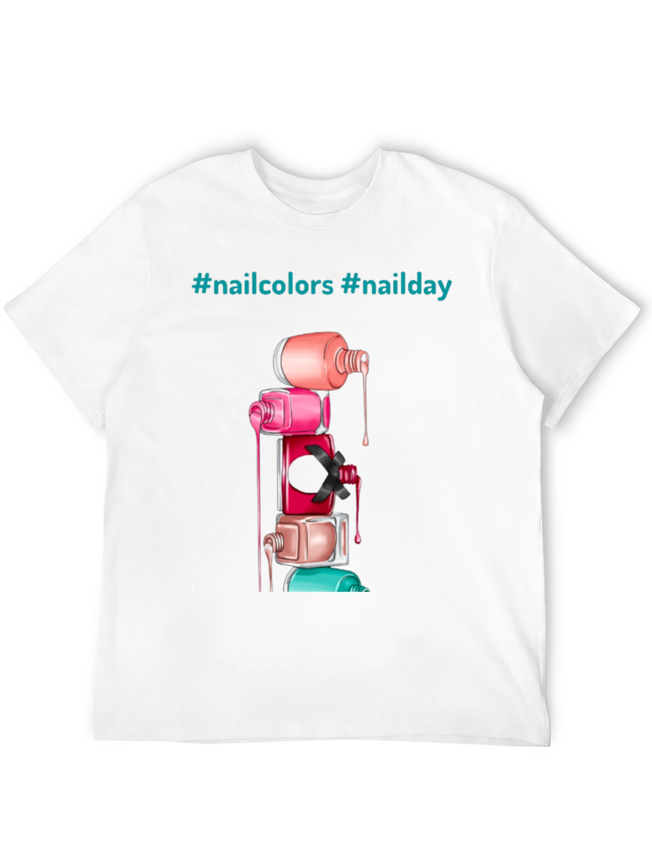 Nail Polish Stack Tee - Fashionable Nail Art Shirt