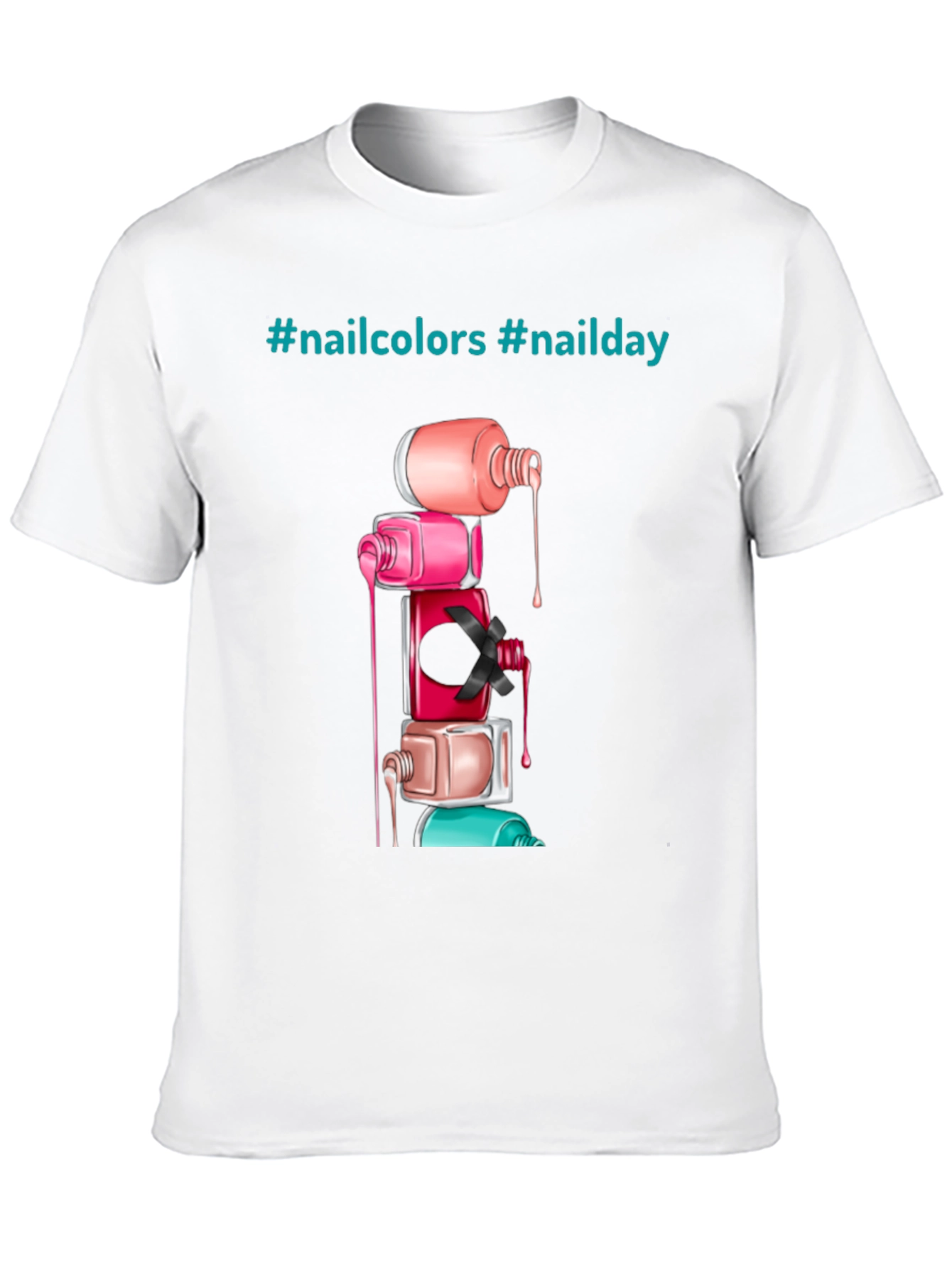 Nail Polish Stack Tee - Fashionable Nail Art Shirt