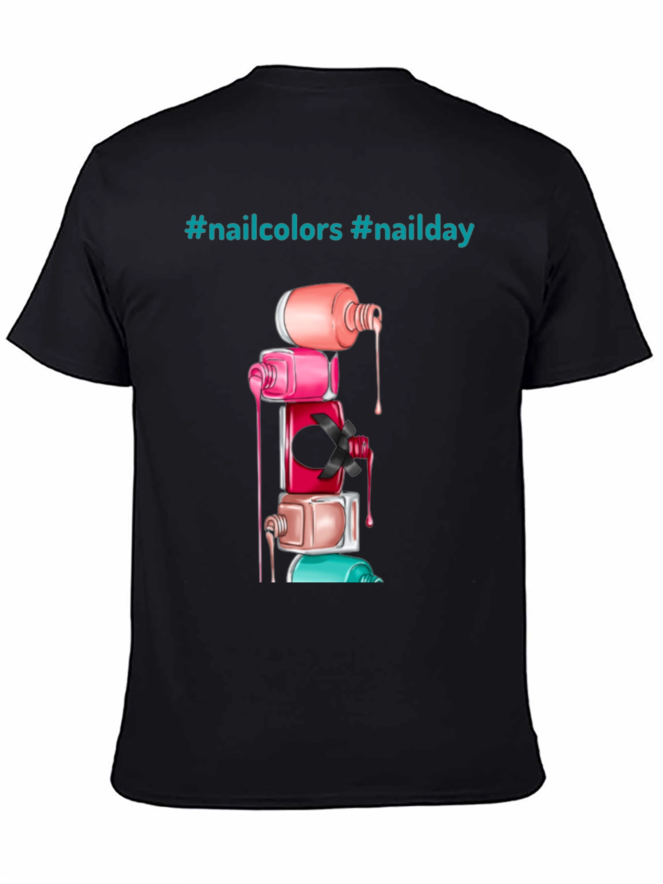 Nail Polish Stack Tee - Fashionable Nail Art Shirt