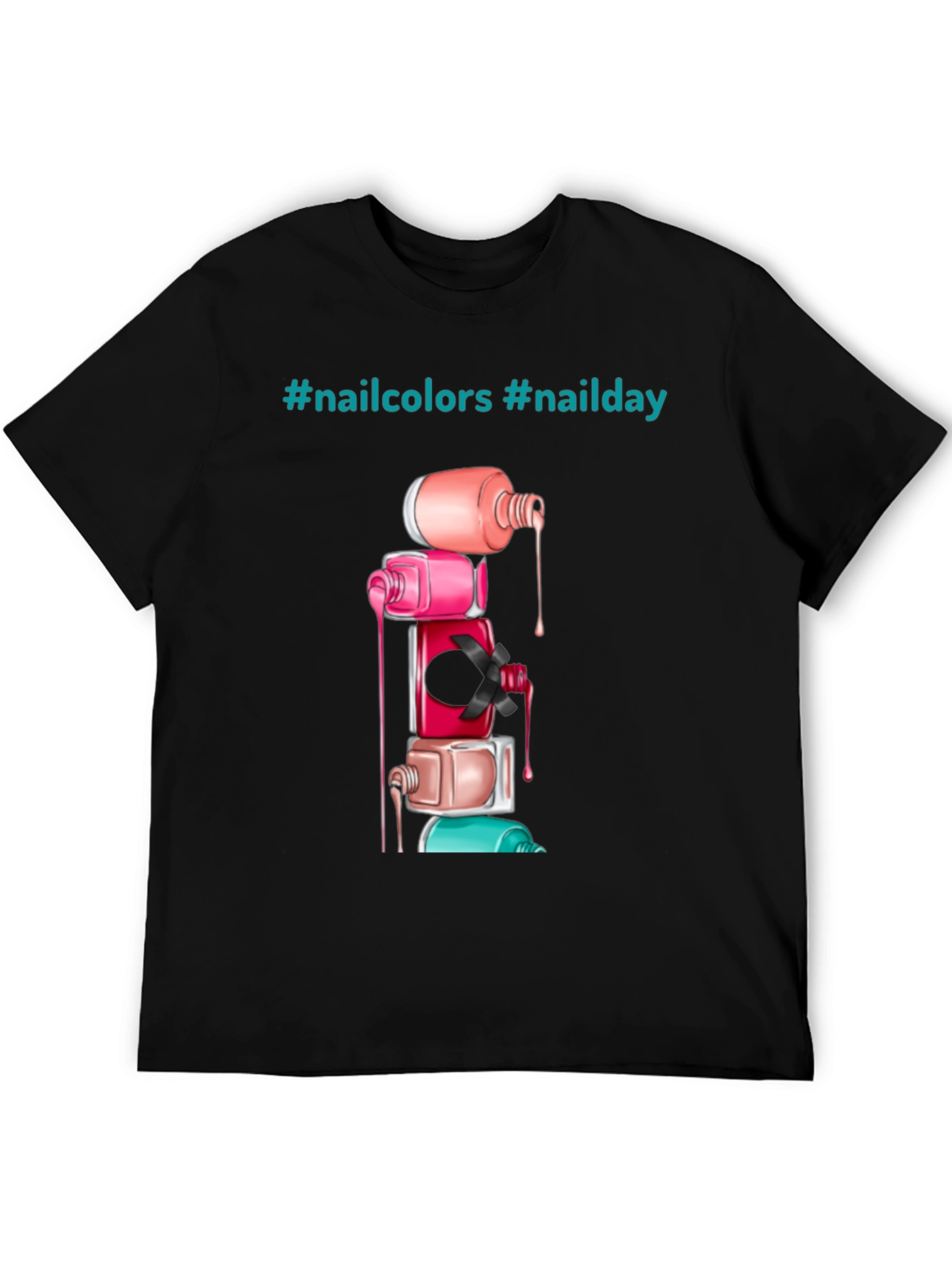 Nail Polish Stack Tee - Fashionable Nail Art Shirt