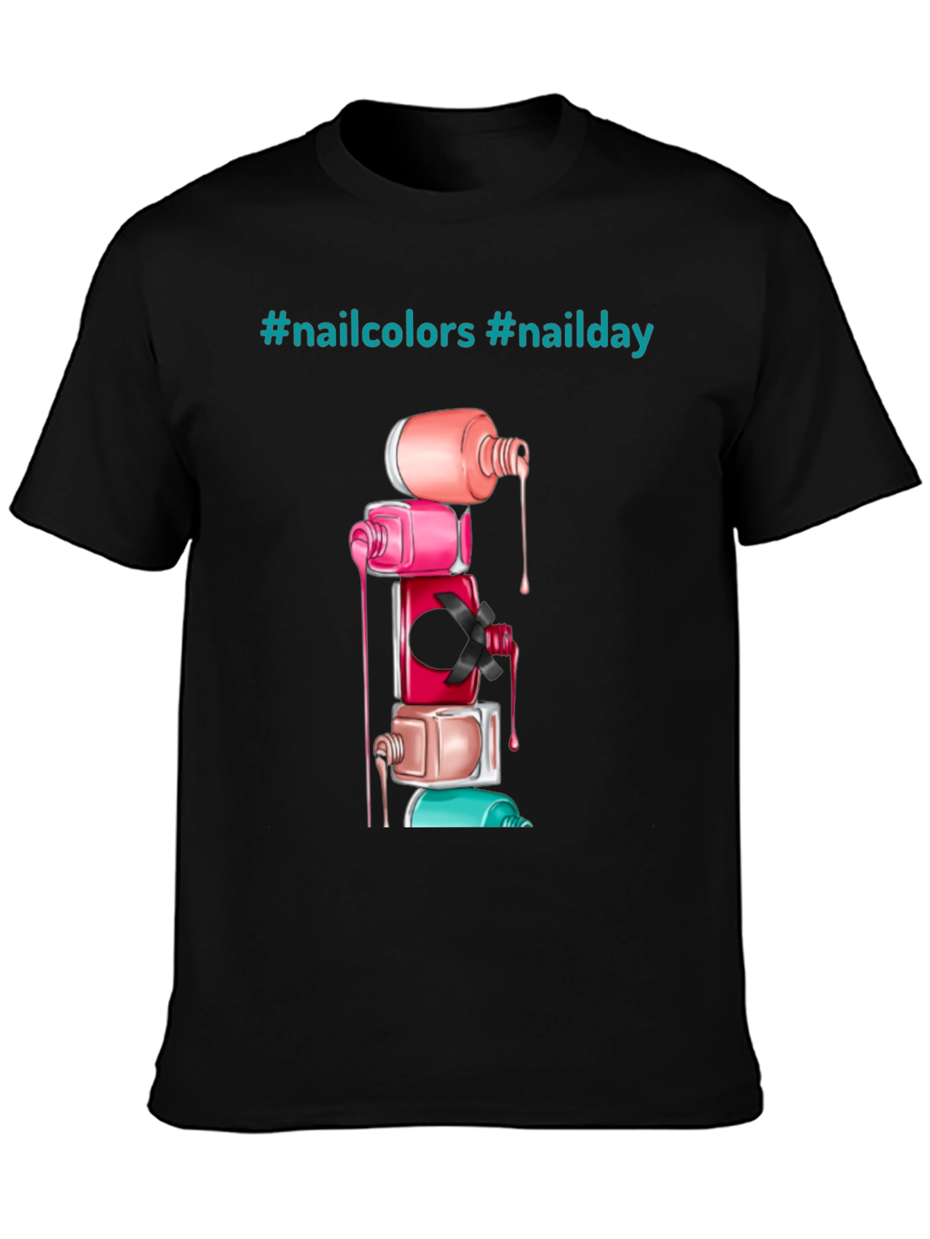 Nail Polish Stack Tee - Fashionable Nail Art Shirt