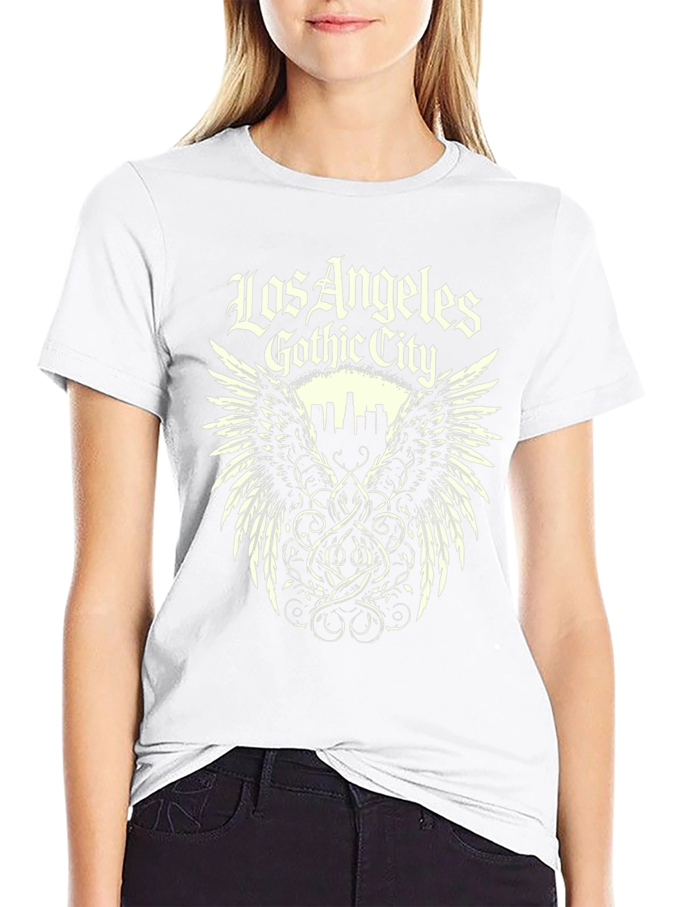 Los Angeles Gothic City Graphic Tee - Black