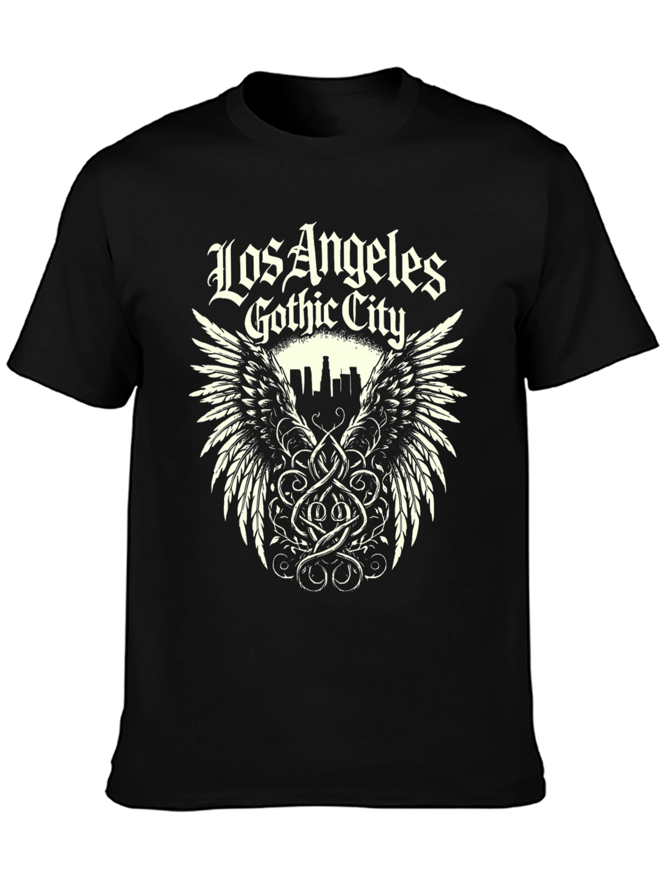 Los Angeles Gothic City Graphic Tee - Black