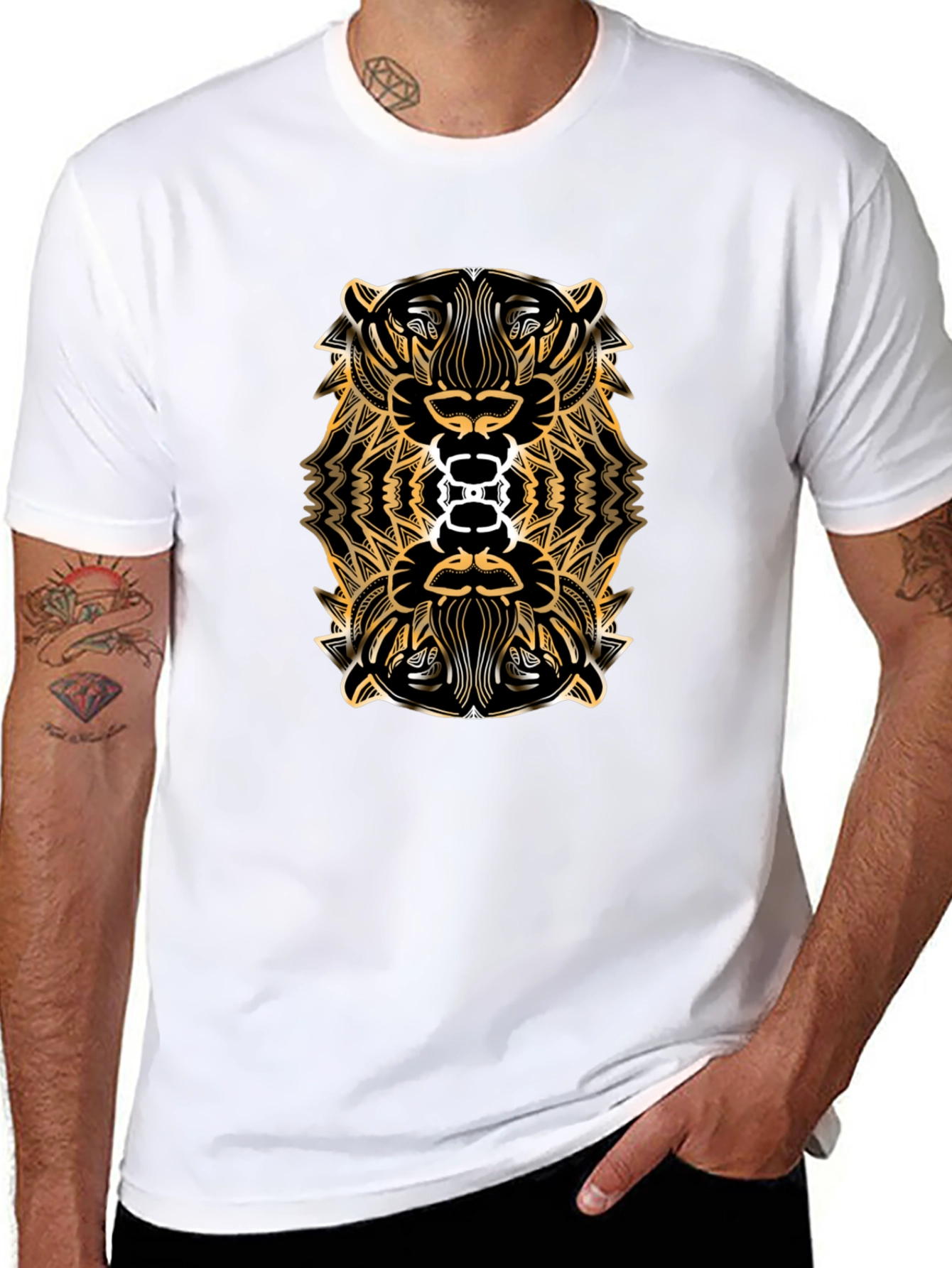 Tribal Tiger Graphic Tee - Black