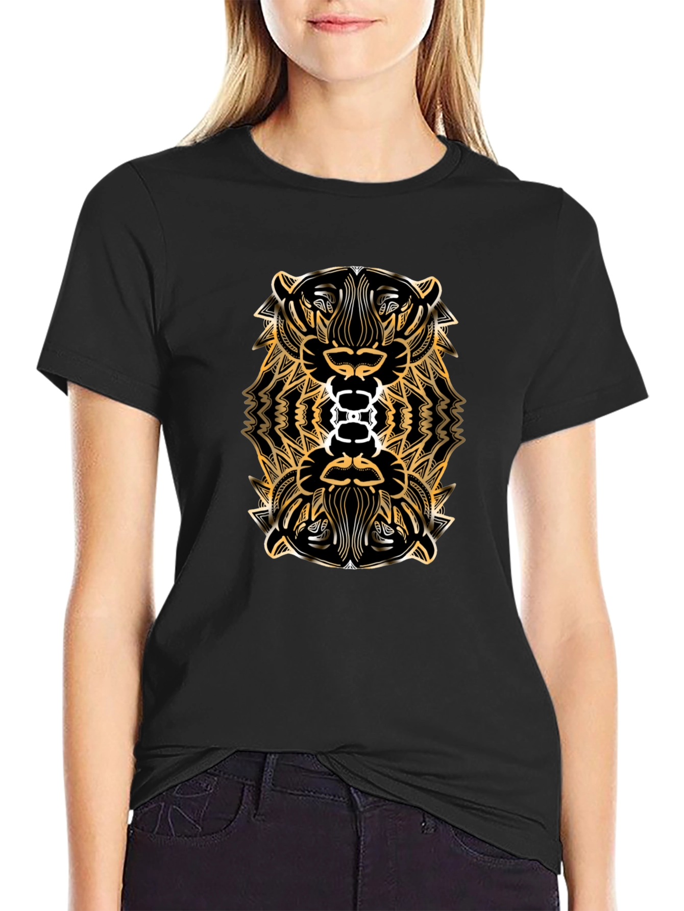 Tribal Tiger Graphic Tee - Black