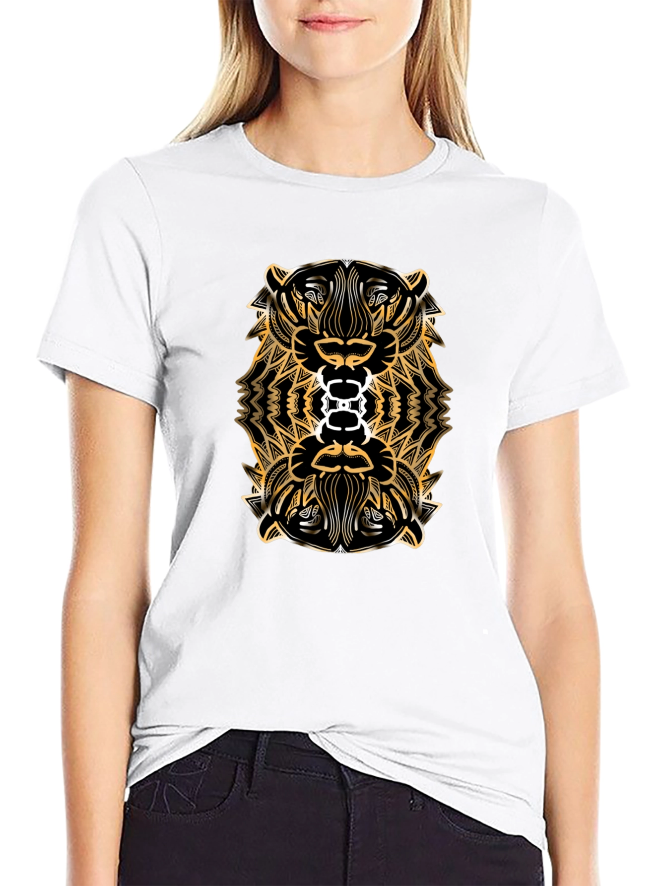 Tribal Tiger Graphic Tee - Black