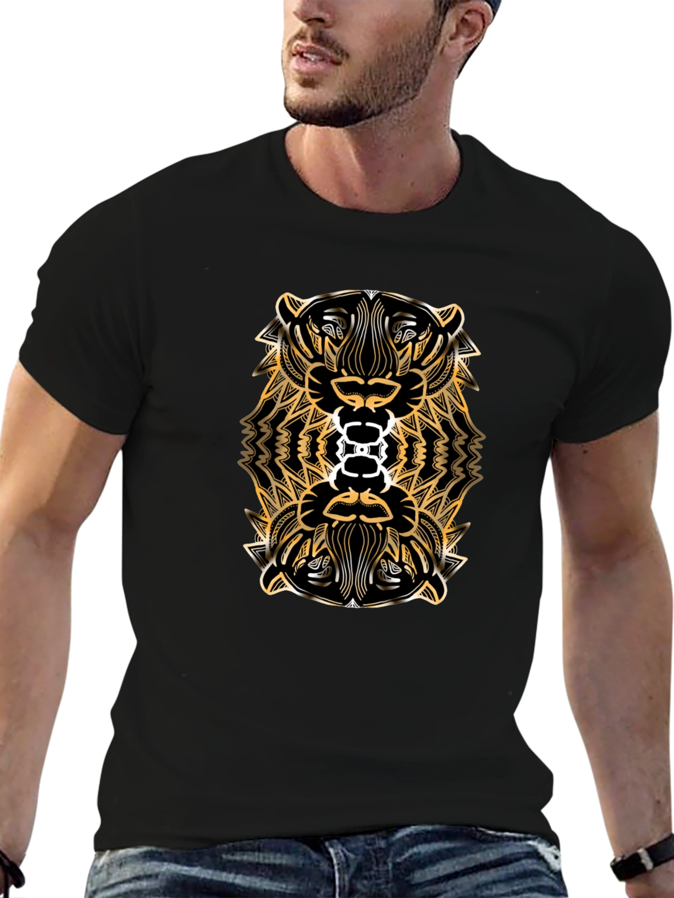 Tribal Tiger Graphic Tee - Black