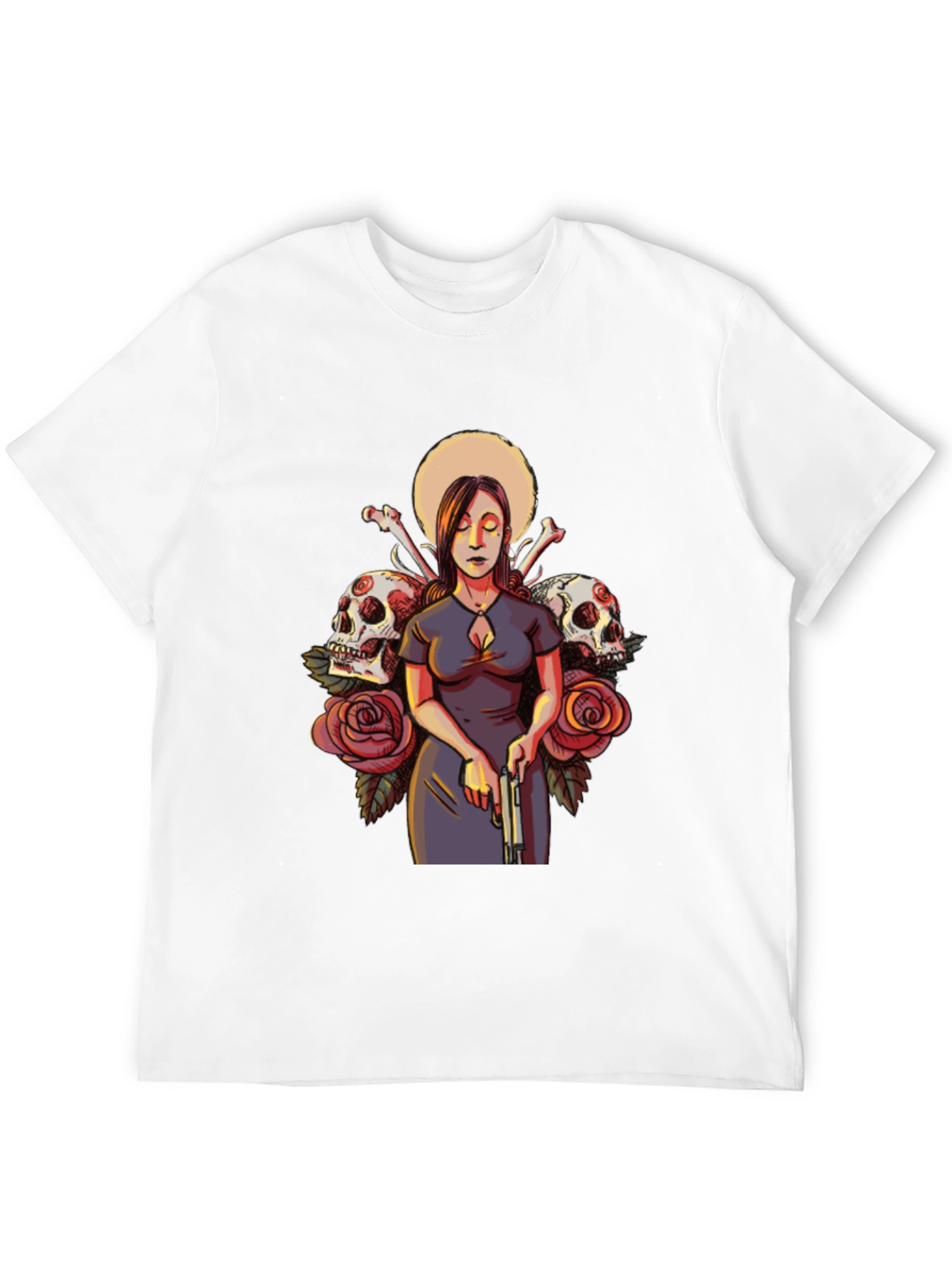 Skull & Roses Graphic Tee - Black