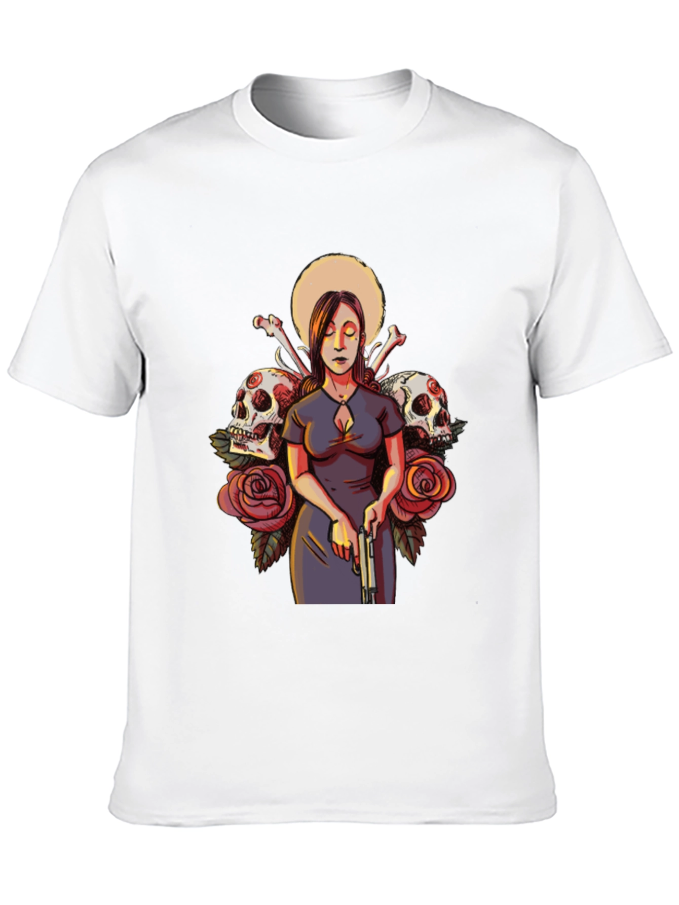 Skull & Roses Graphic Tee - Black