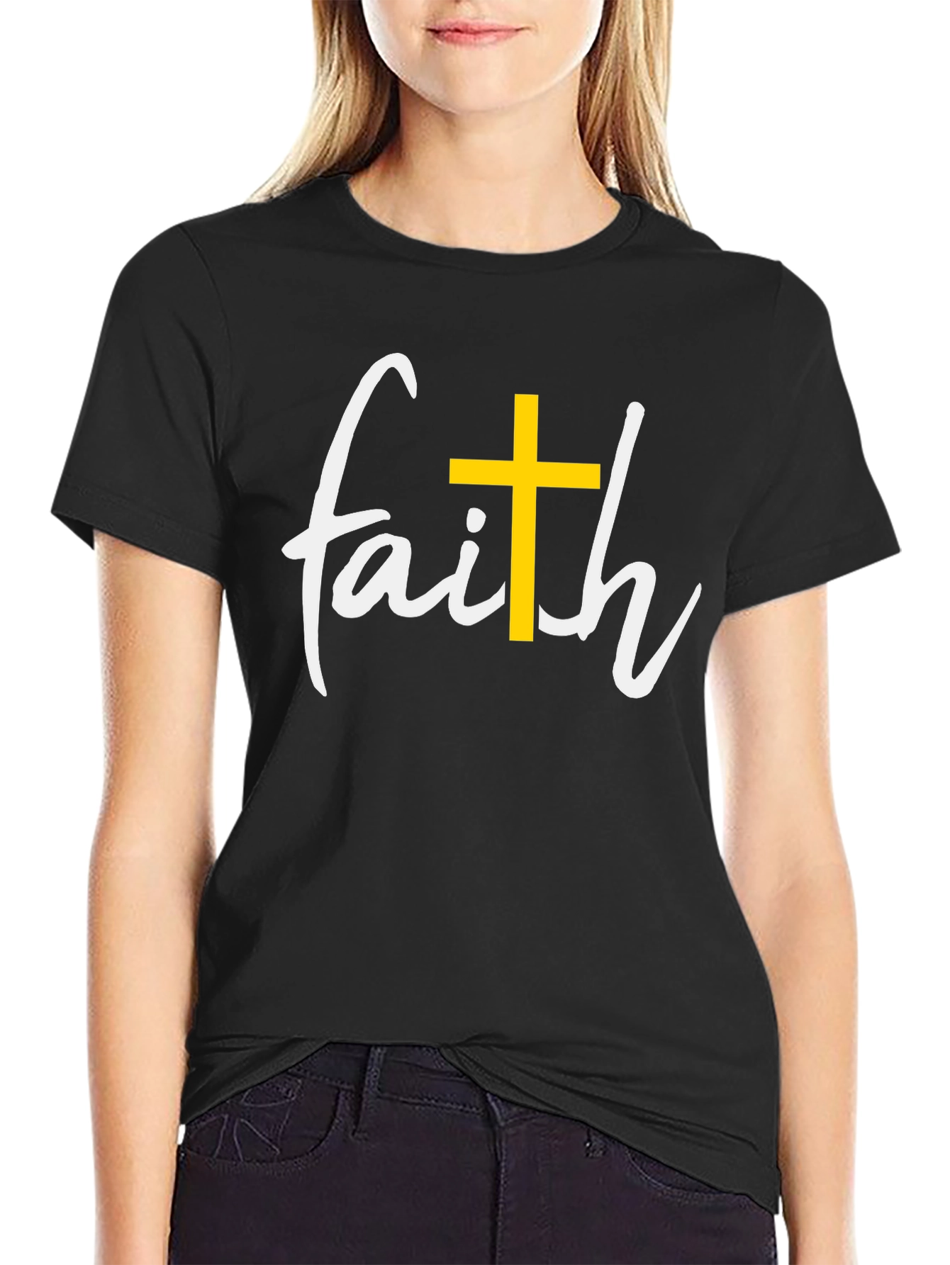 Faith Cross Graphic Black T-Shirt