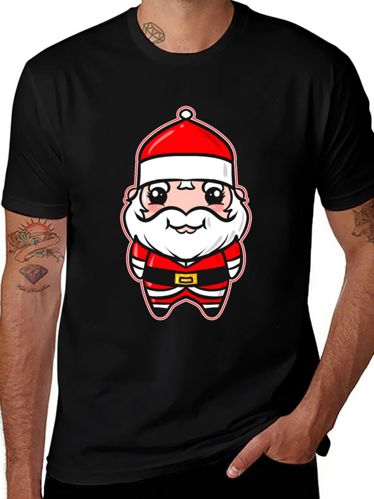 Cute Santa Cartoon Black T-Shirt