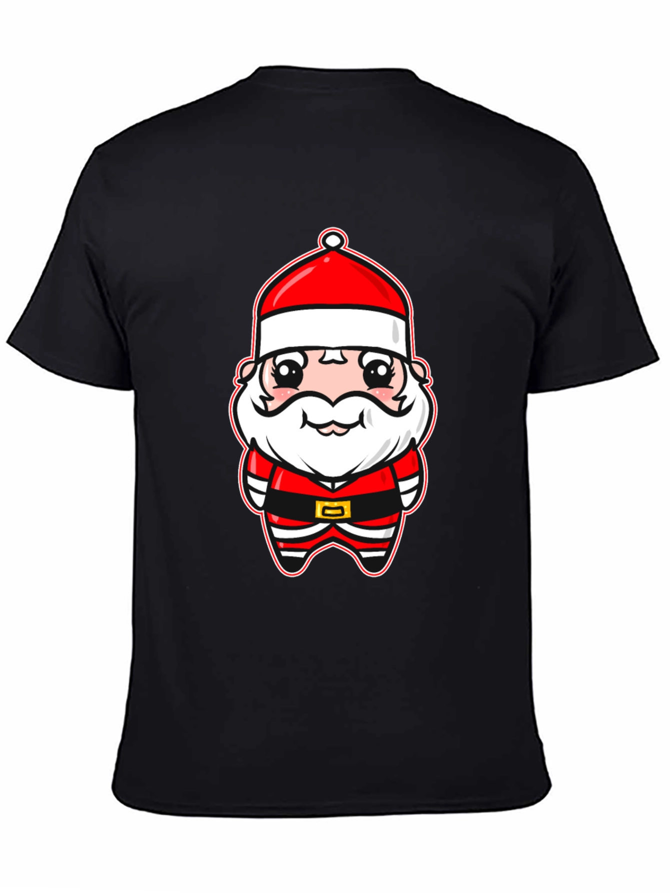 Cute Santa Cartoon Black T-Shirt