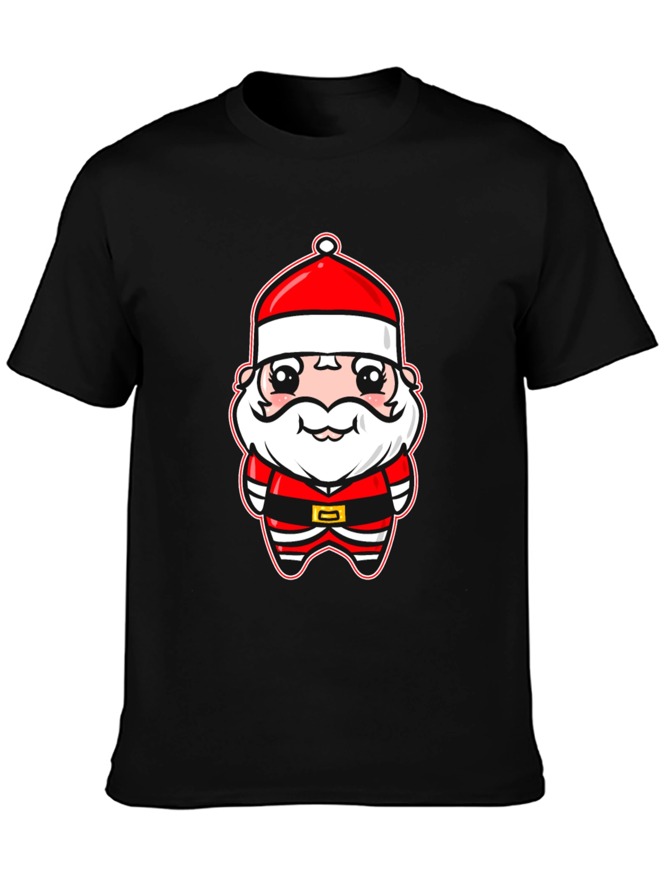 Cute Santa Cartoon Black T-Shirt
