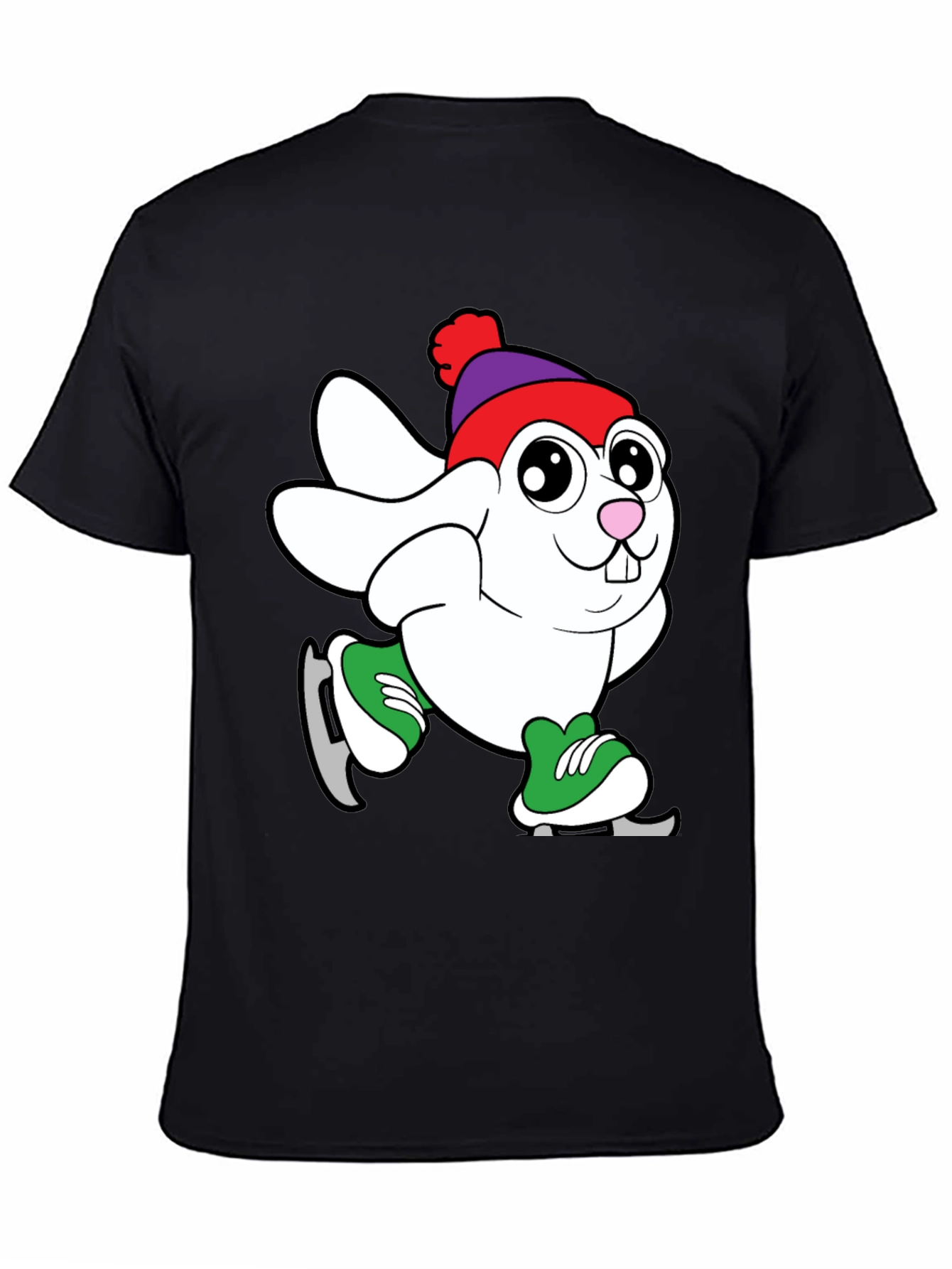 Skating Bunny Graphic Tee - Black T-Shirt