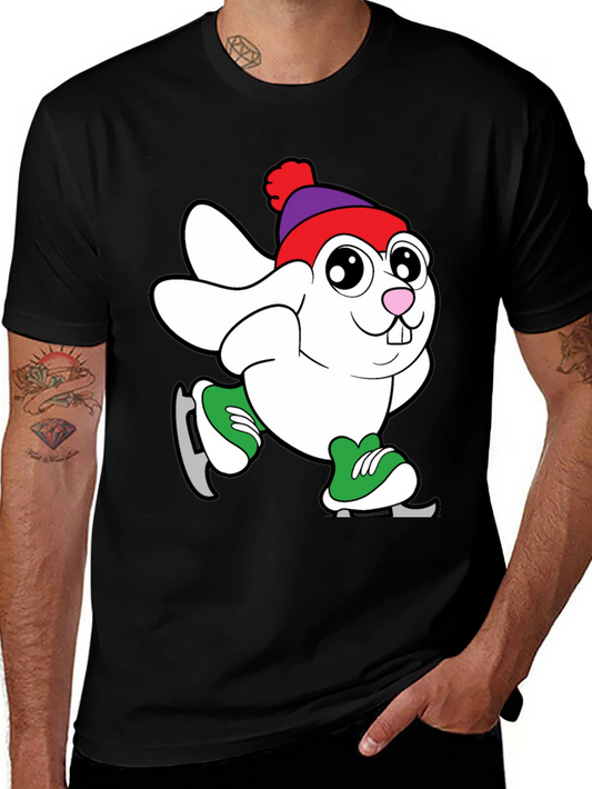 Skating Bunny Graphic Tee - Black T-Shirt