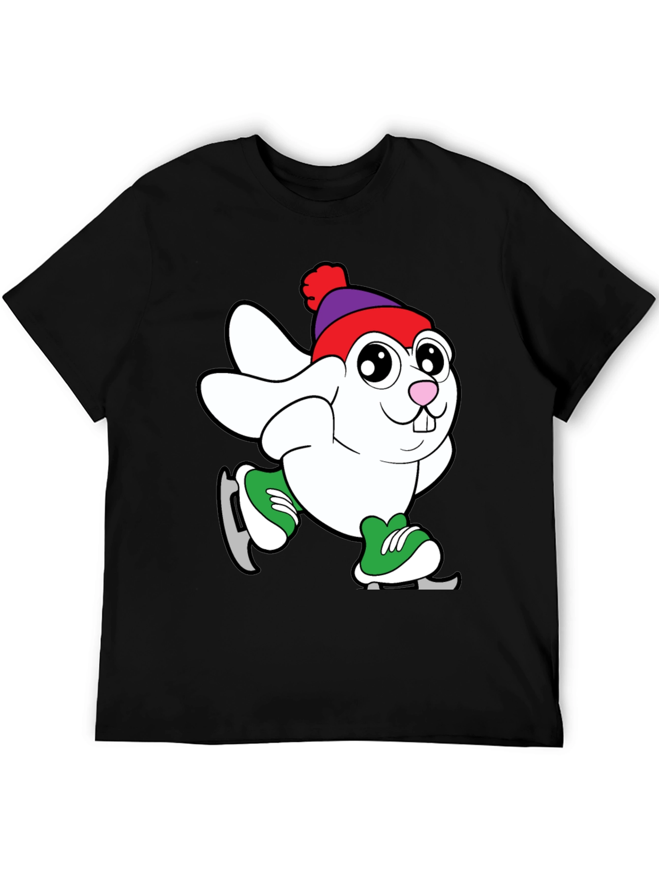 Skating Bunny Graphic Tee - Black T-Shirt