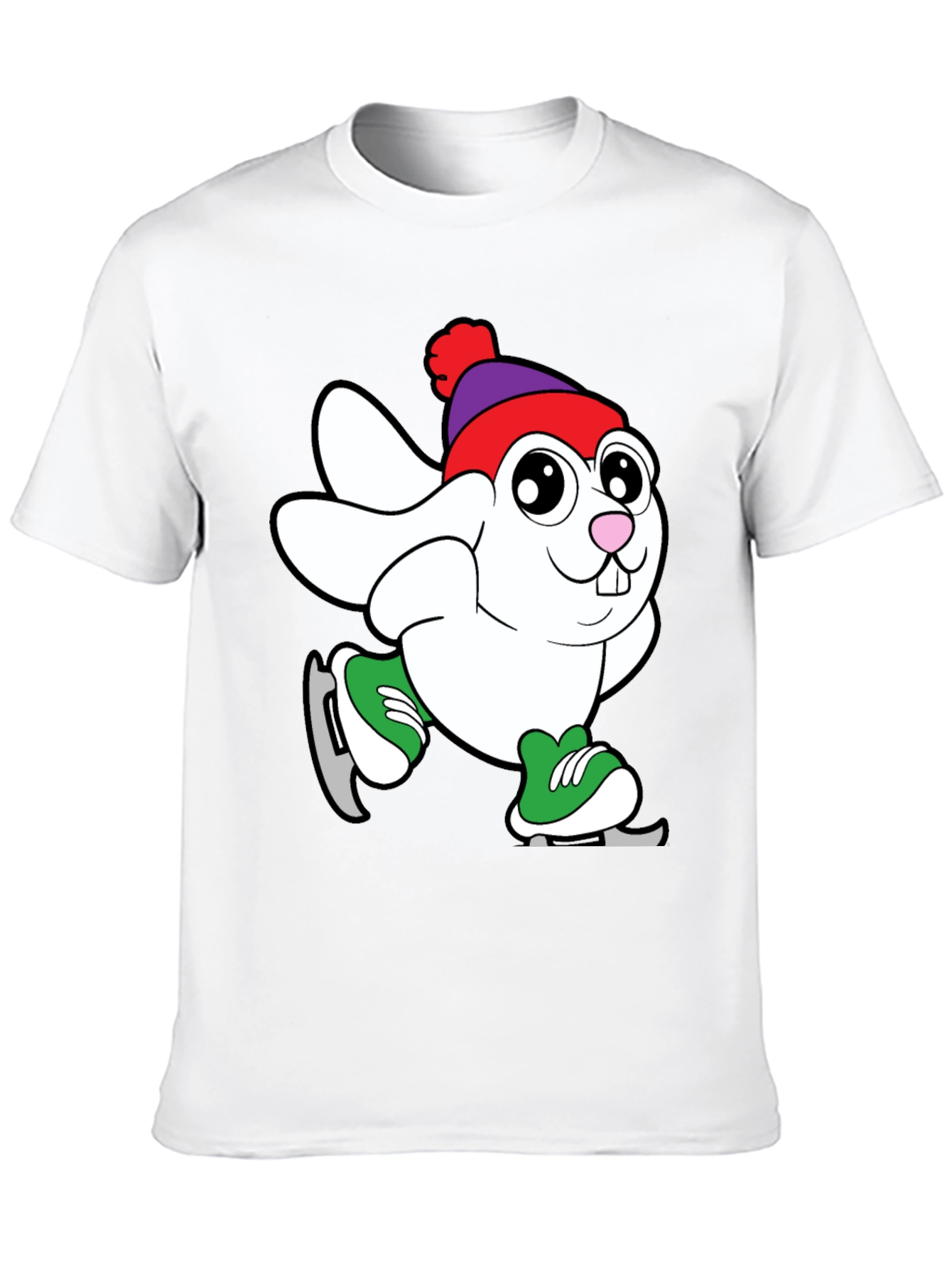 Skating Bunny Graphic Tee - Black T-Shirt