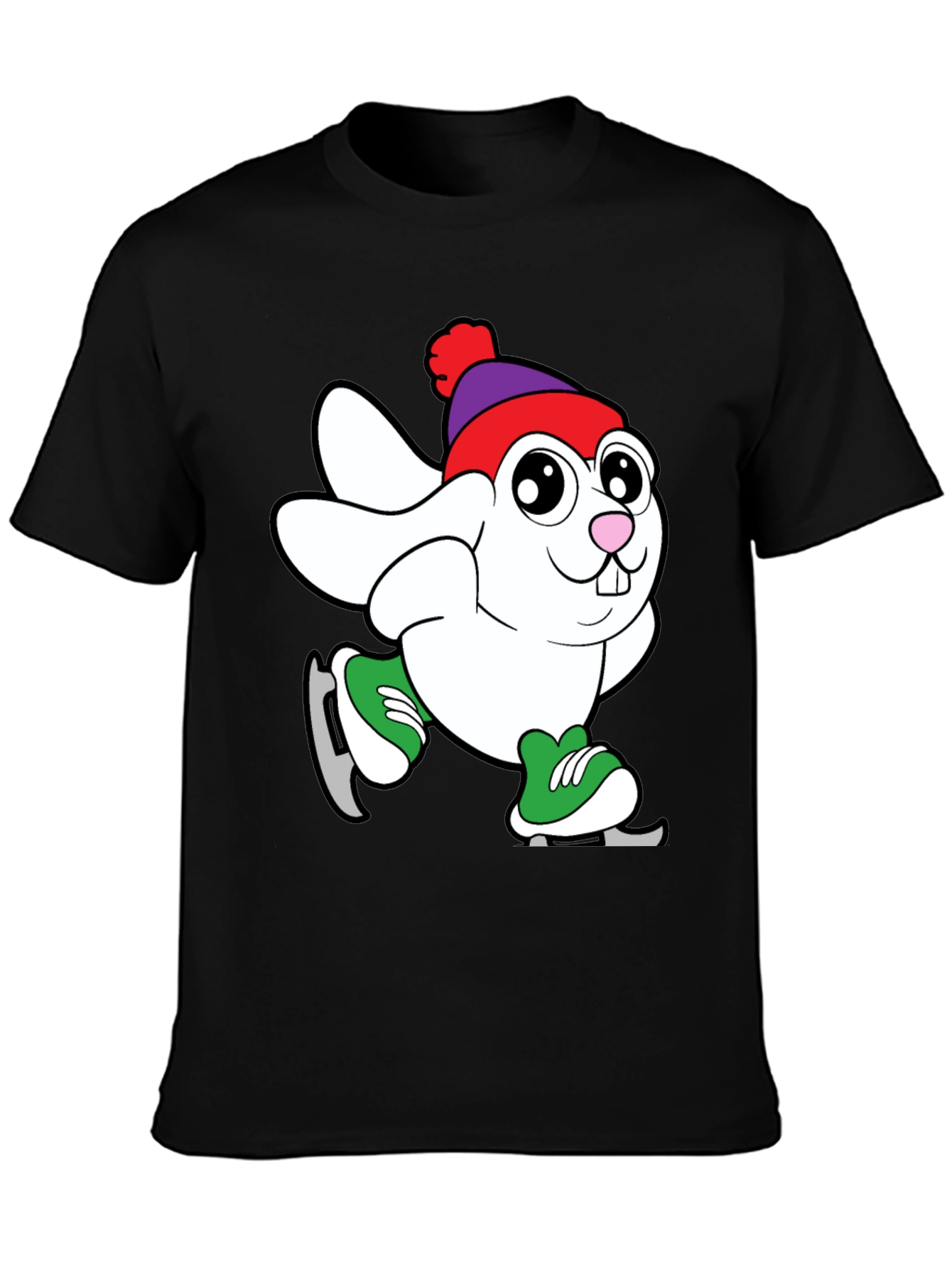 Skating Bunny Graphic Tee - Black T-Shirt